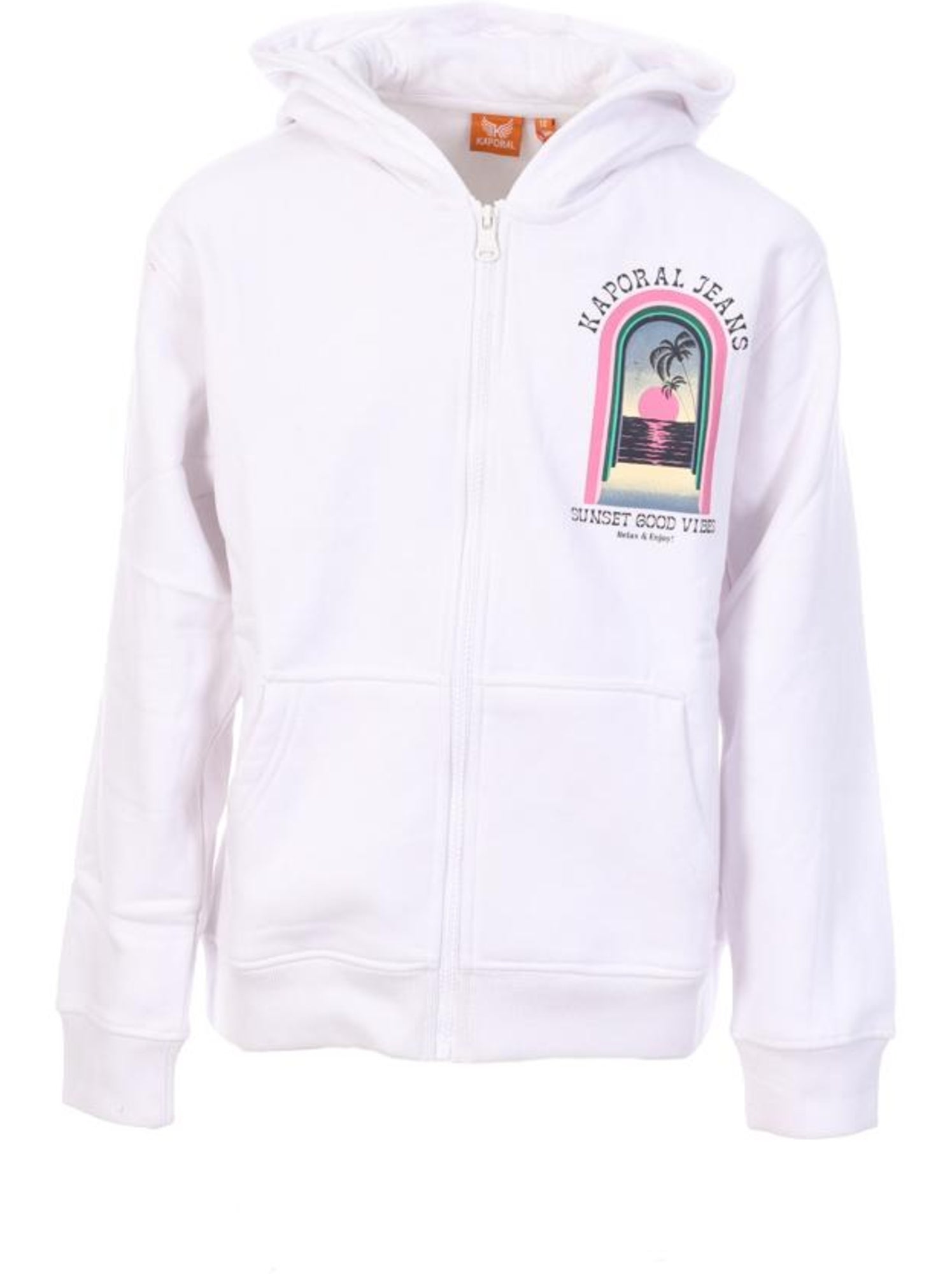 Sweat zippé fille kaporal - Blanc
