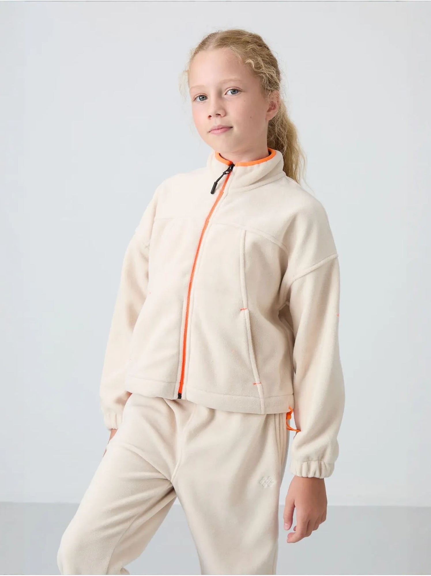 Sweatshirt jeunesse à fermeture éclair tommy - Beige naturel