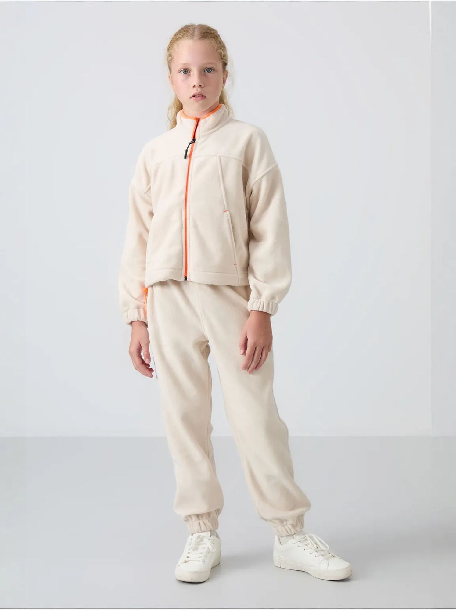 Sweatshirt jeunesse à fermeture éclair tommy - Beige naturel