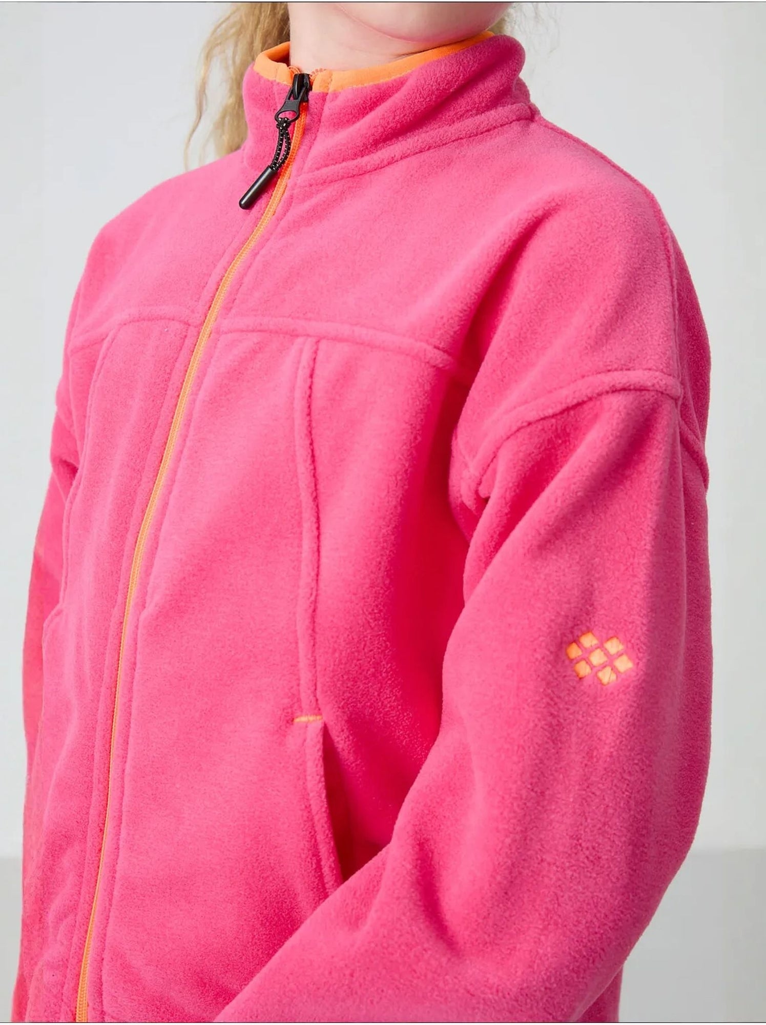 Sweatshirt jeunesse à fermeture éclair tommy - Rose fluo/Solinotes