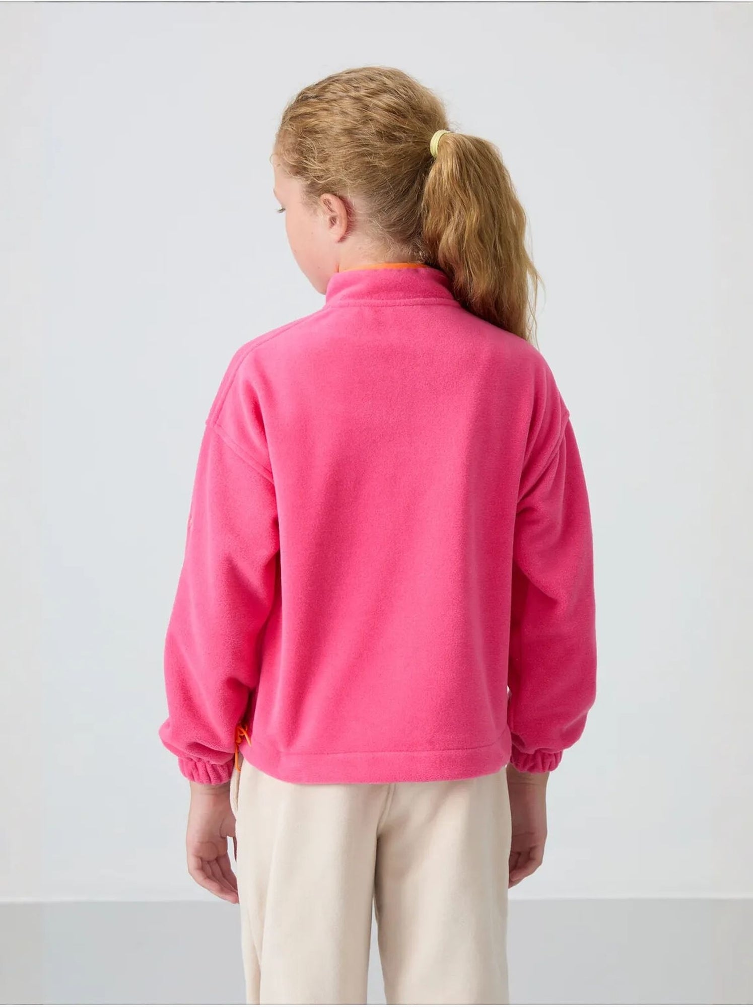 Sweatshirt jeunesse à fermeture éclair tommy - Rose fluo/Solinotes
