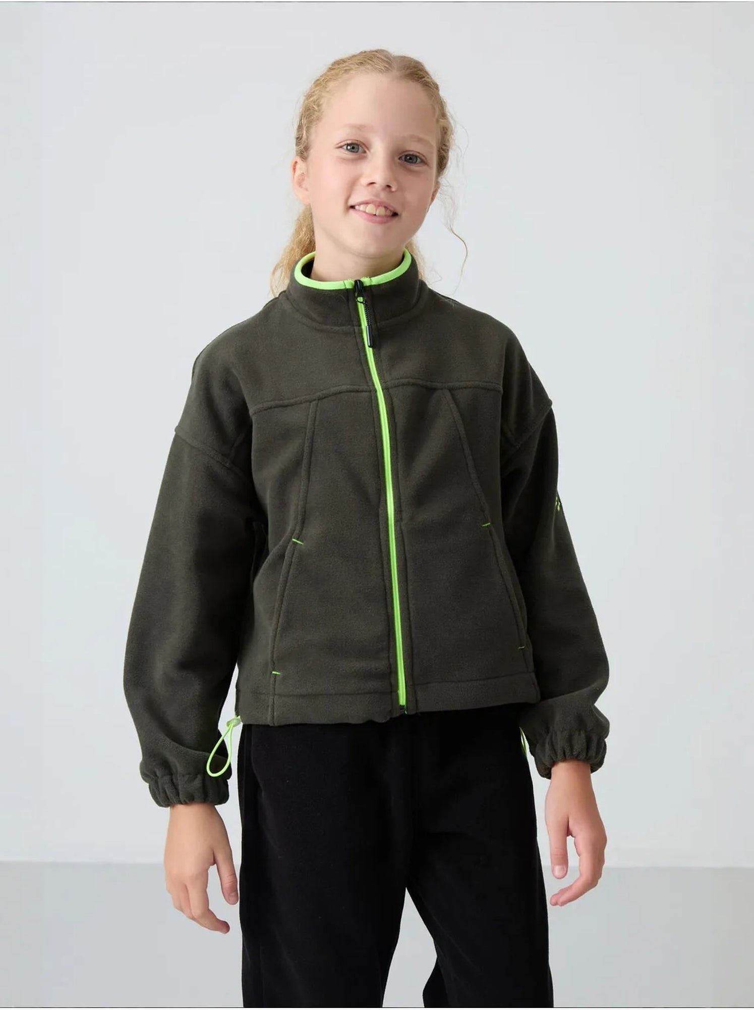 Sweatshirt jeunesse à fermeture éclair tommy - Vert kaki