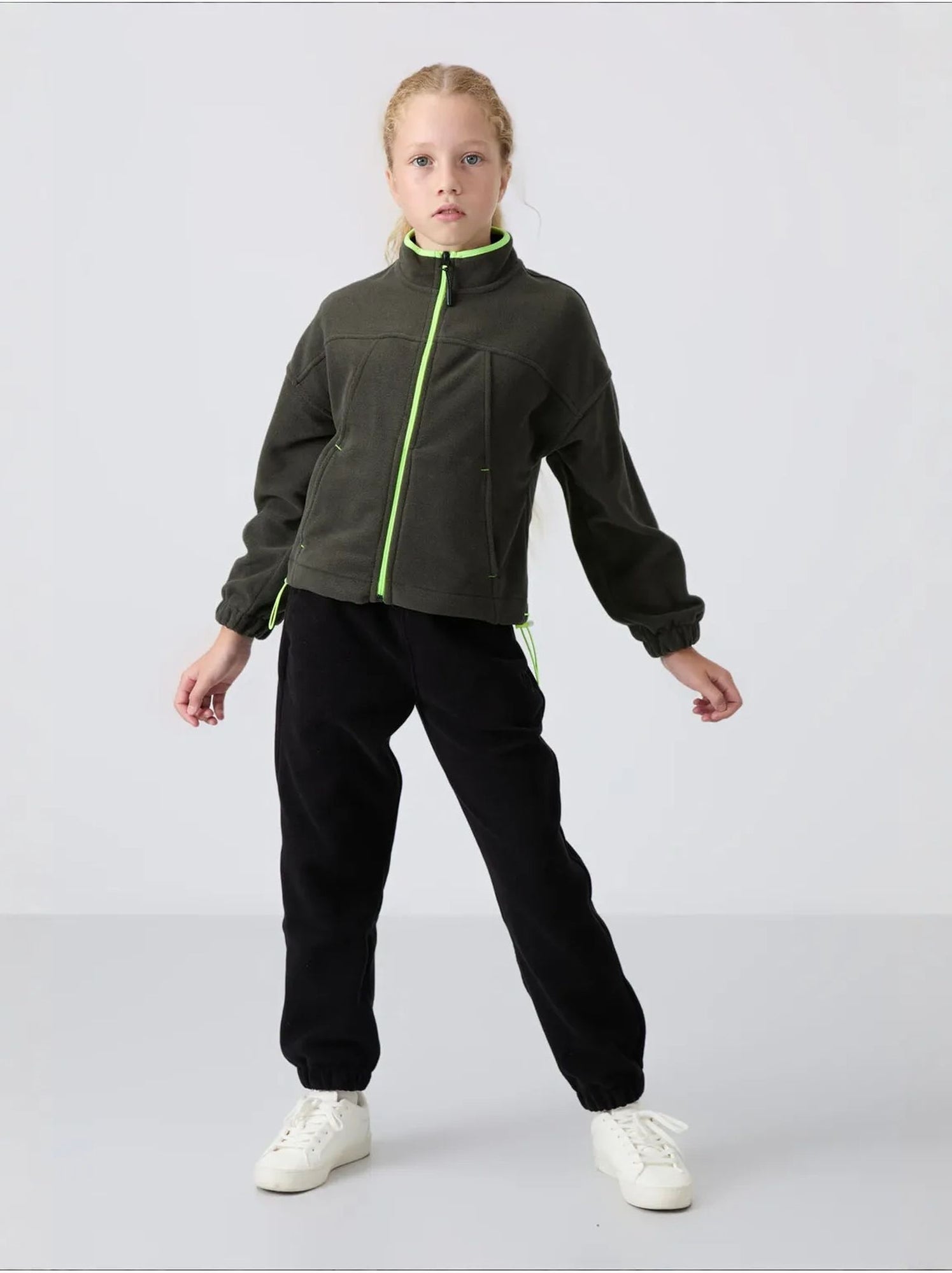 Sweatshirt jeunesse à fermeture éclair tommy - Vert kaki