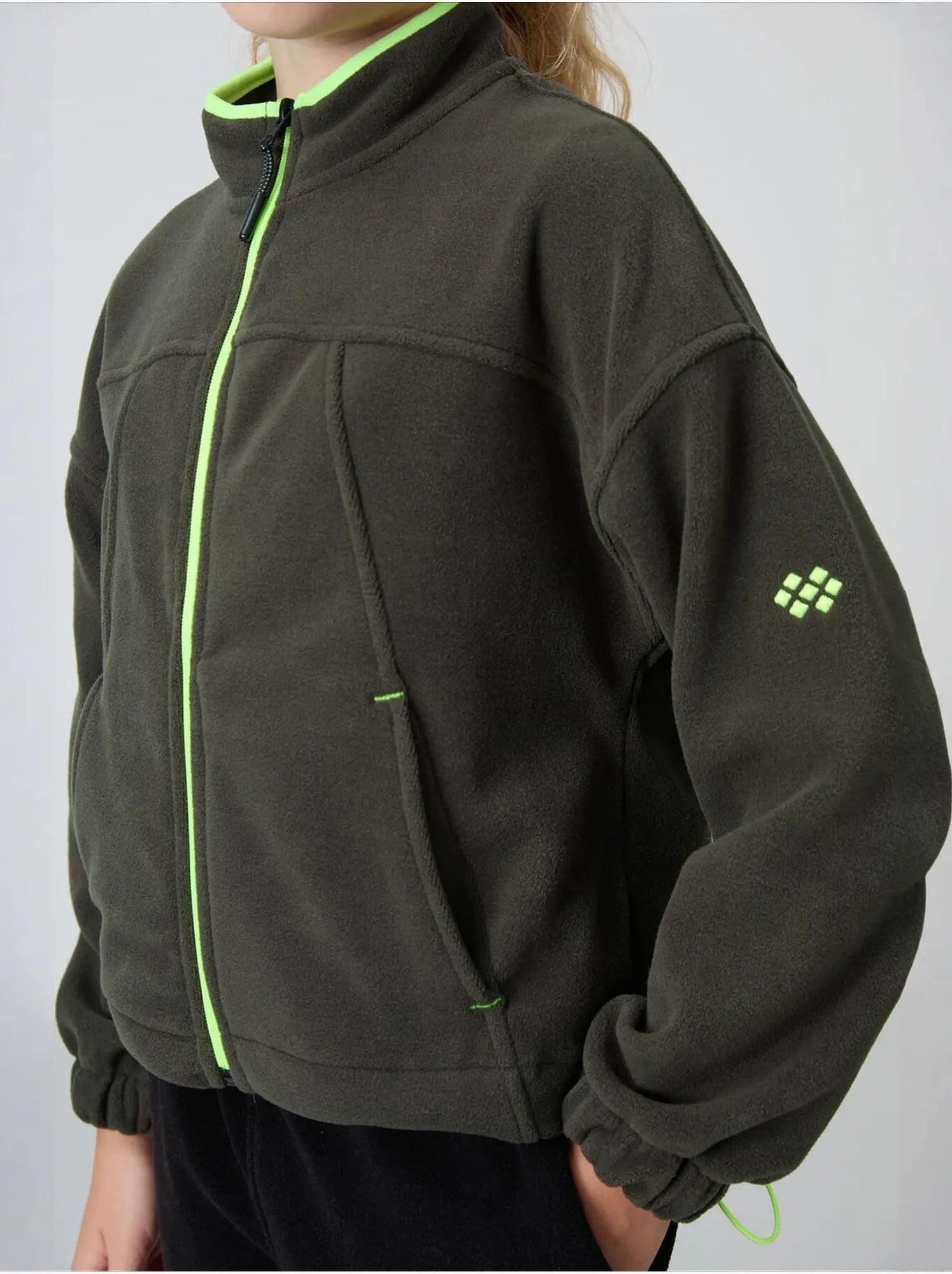 Sweatshirt jeunesse à fermeture éclair tommy - Vert kaki