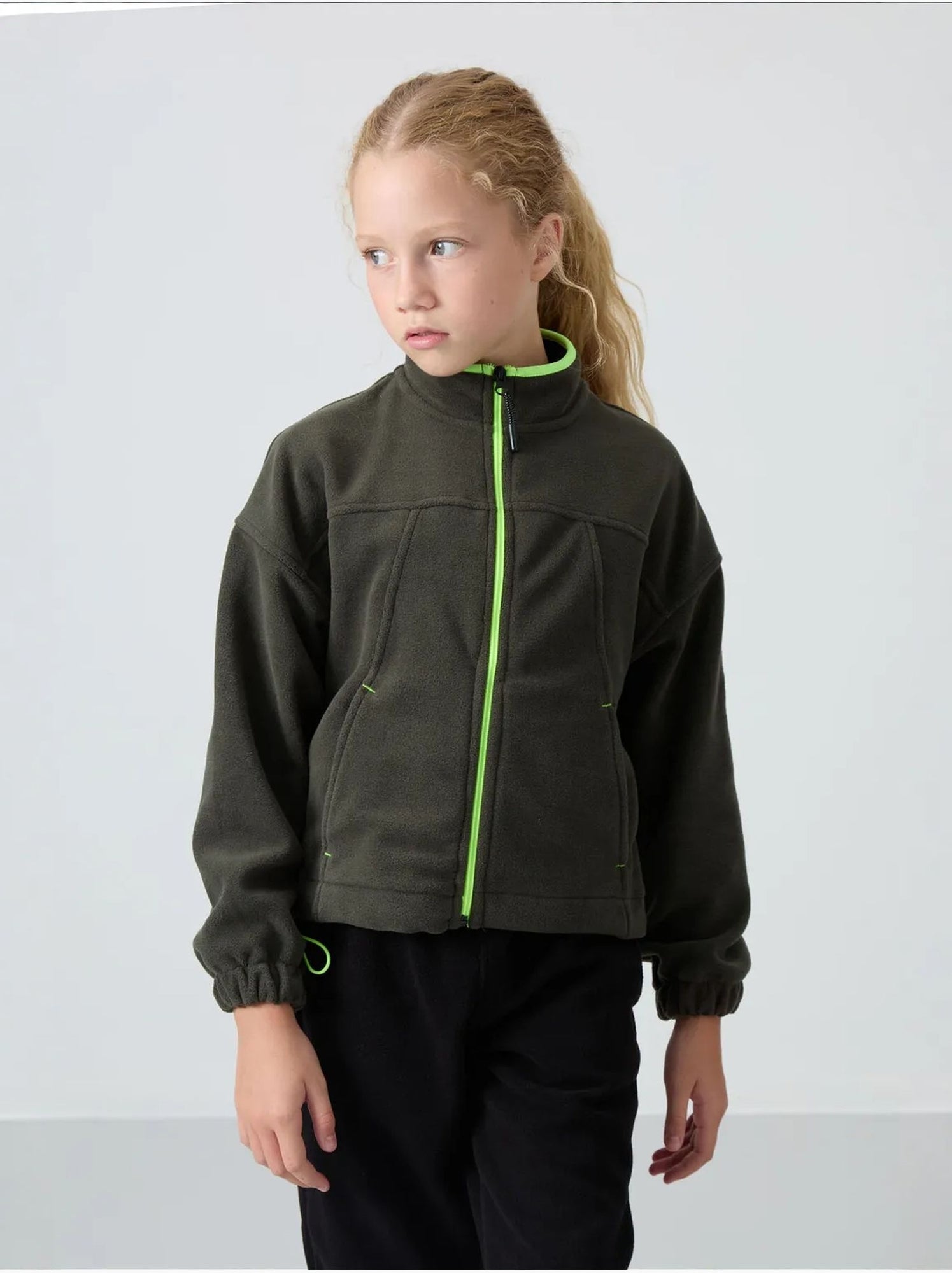Sweatshirt jeunesse à fermeture éclair tommy - Vert kaki
