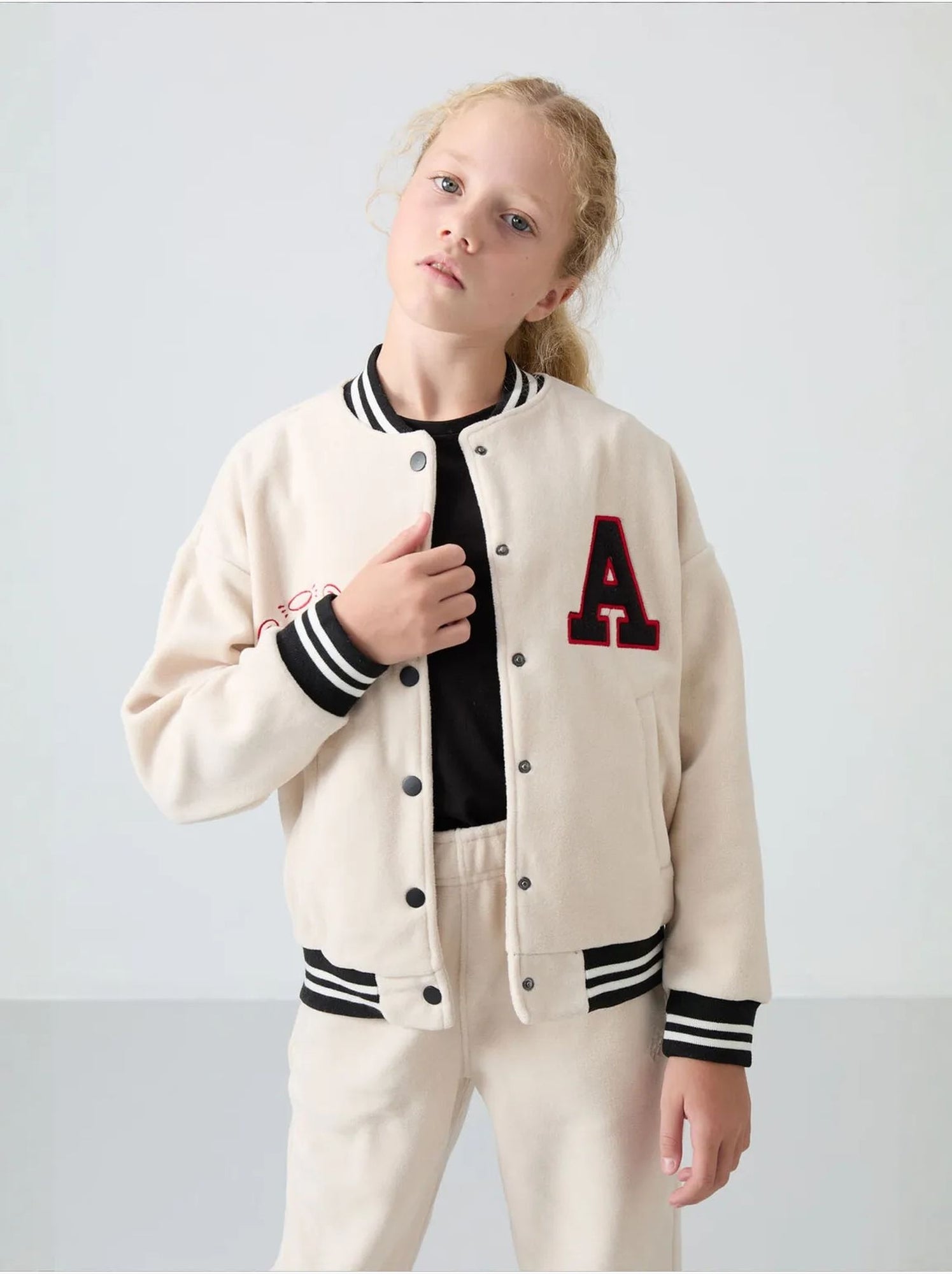 Sweatshirt jeunesse à pressions tommy - Beige argile