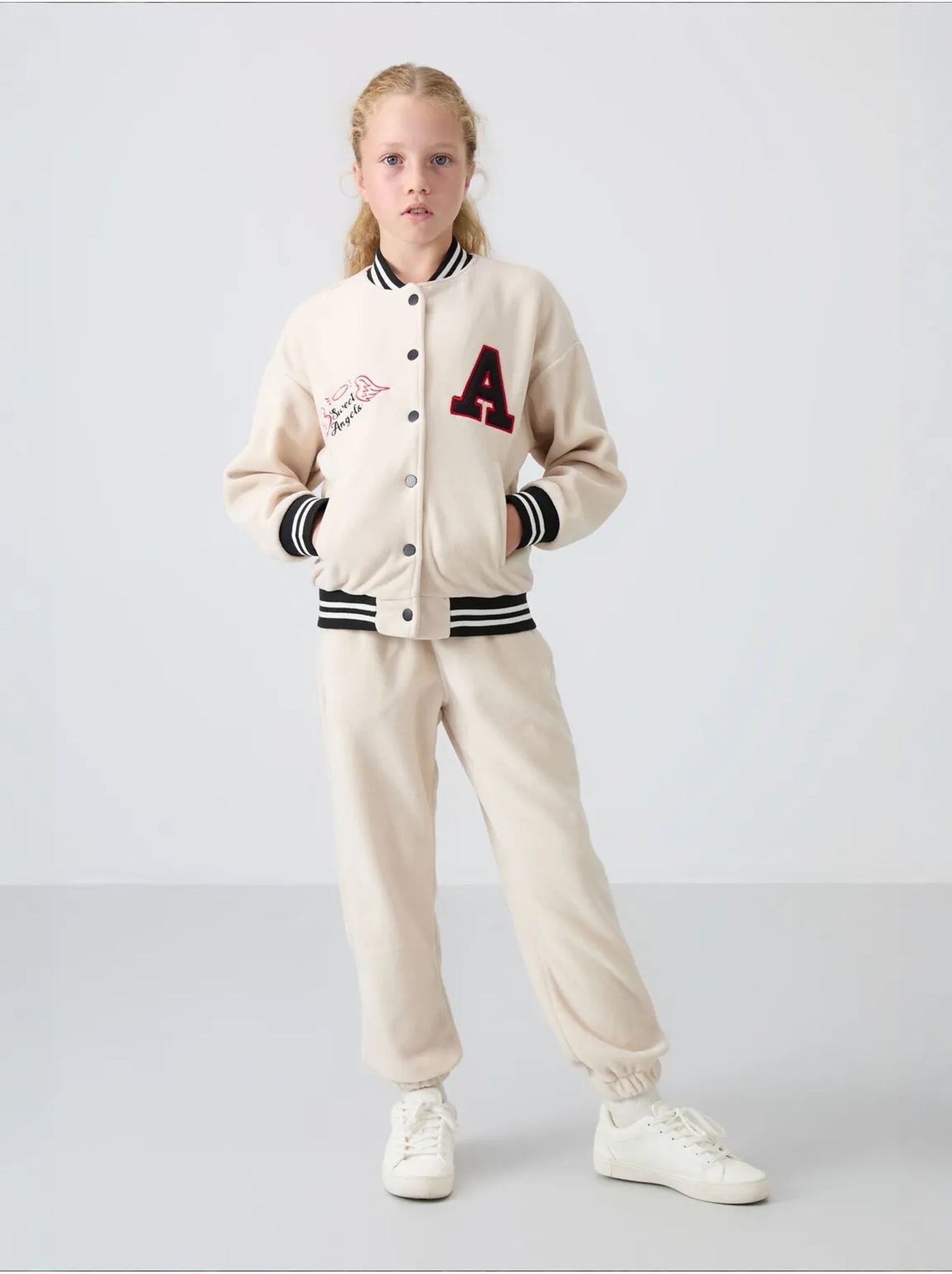 Sweatshirt jeunesse à pressions tommy - Beige argile