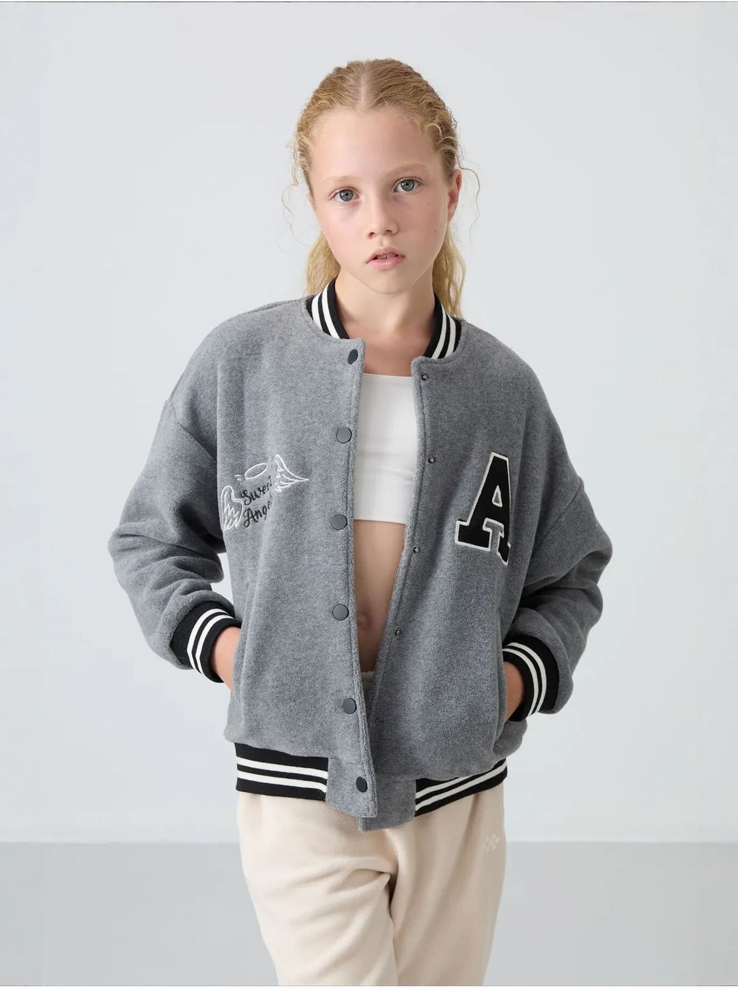 Sweatshirt jeunesse à pressions tommy - Gris