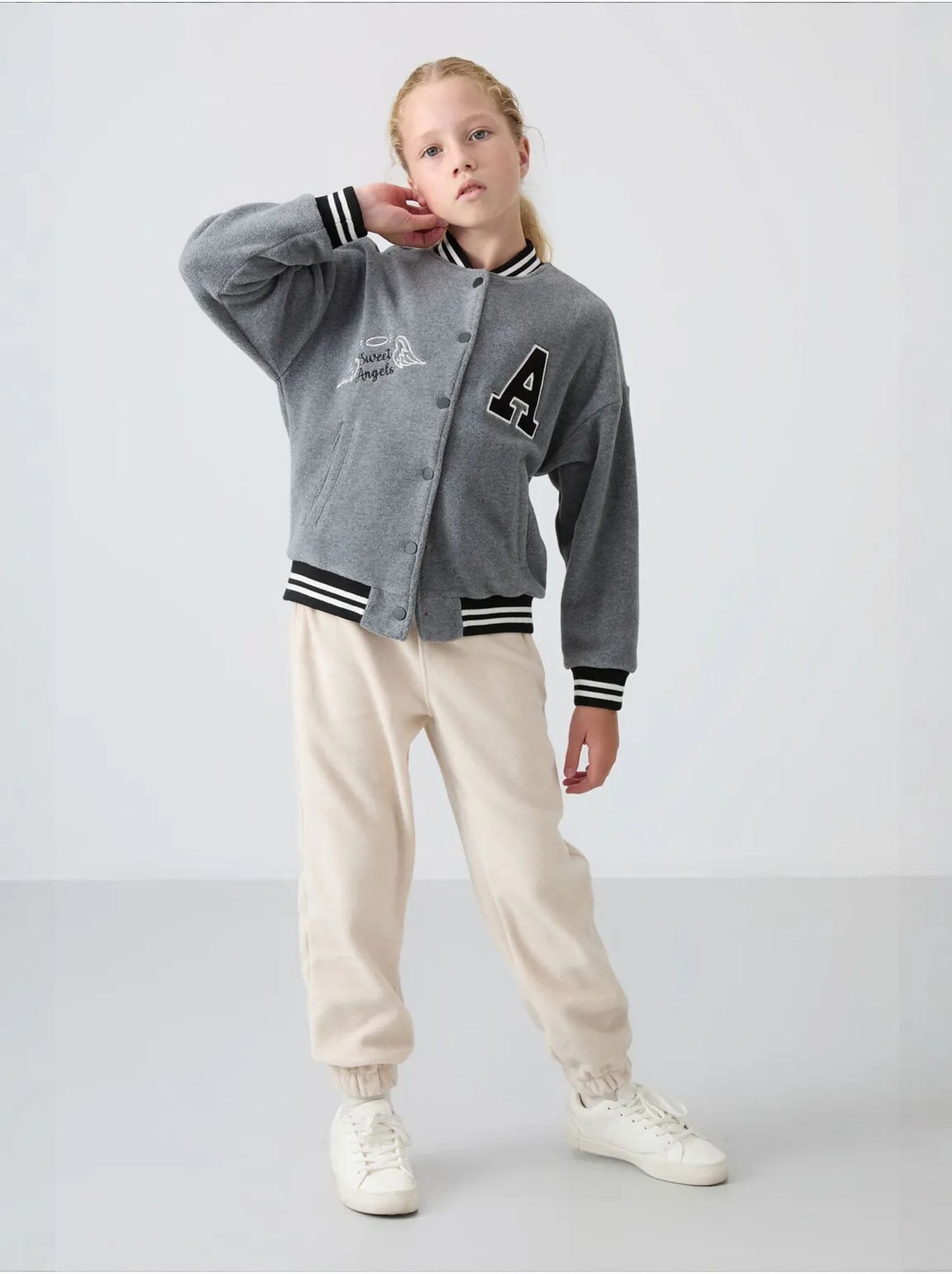 Sweatshirt jeunesse à pressions tommy - Gris