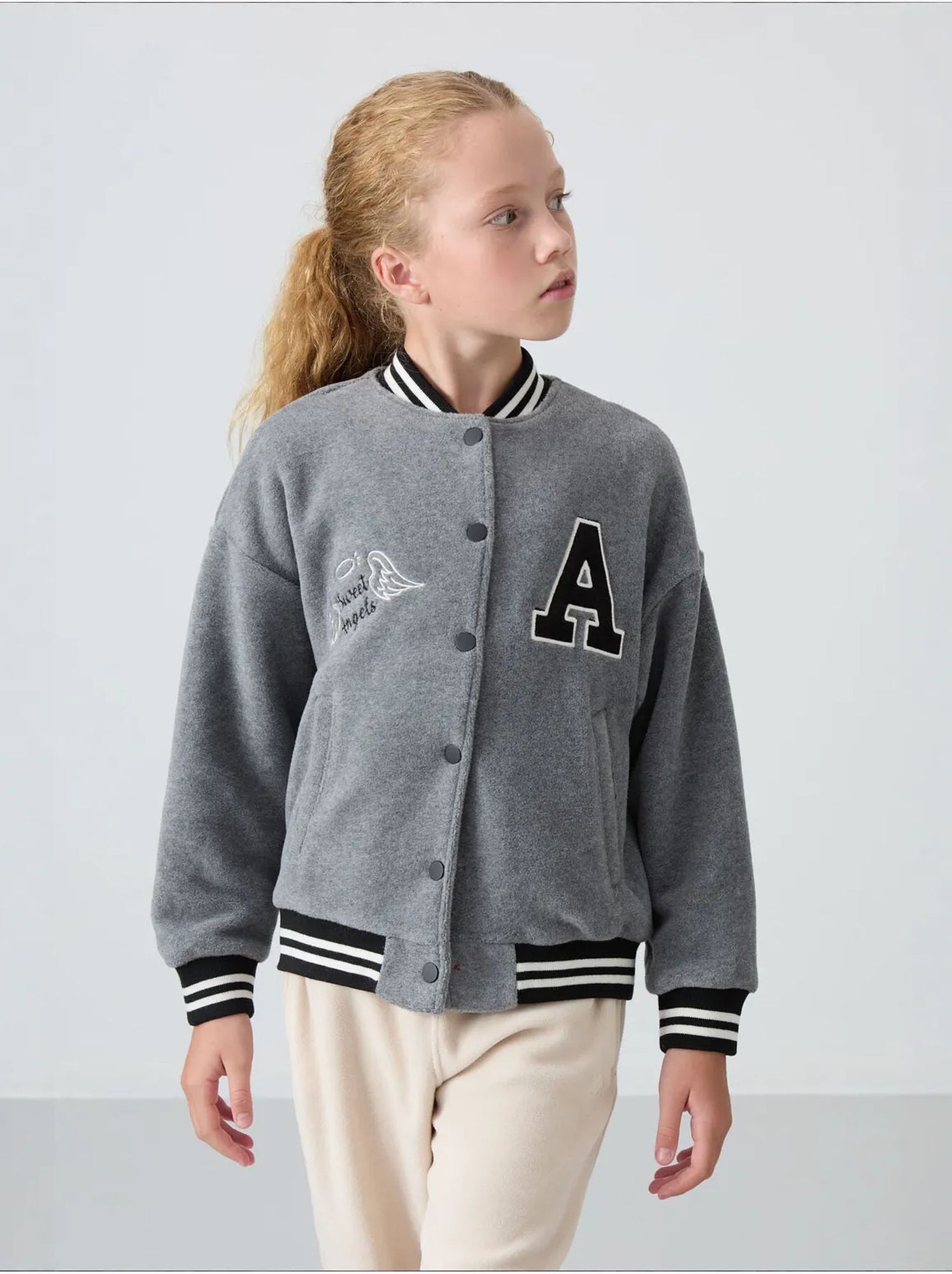 Sweatshirt jeunesse à pressions tommy - Gris