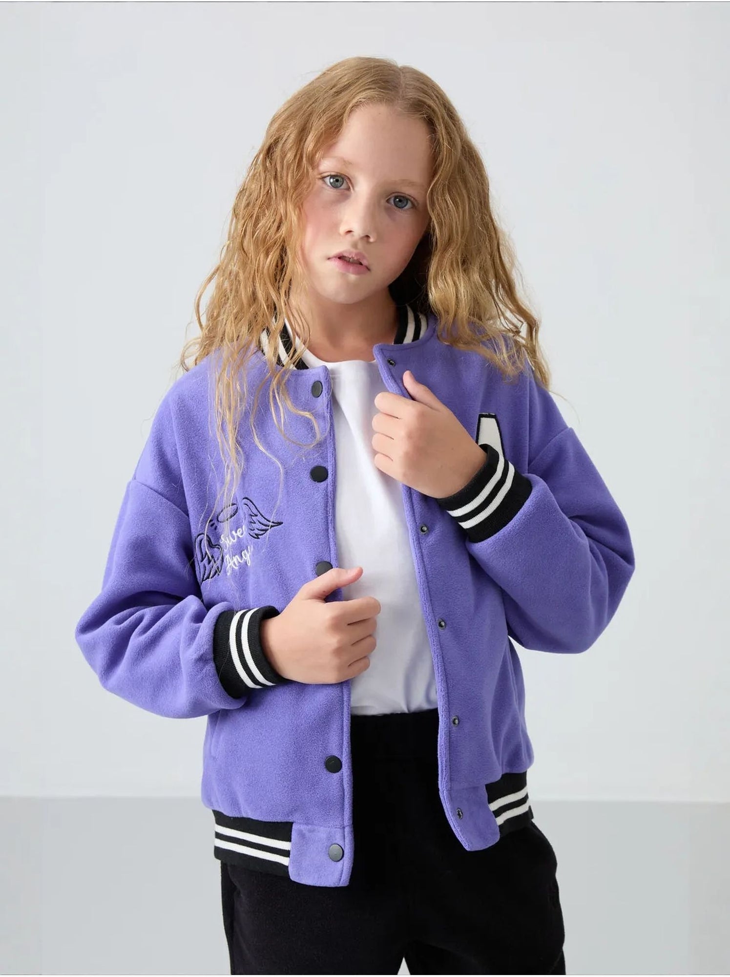 Sweatshirt jeunesse à pressions tommy - Lavande