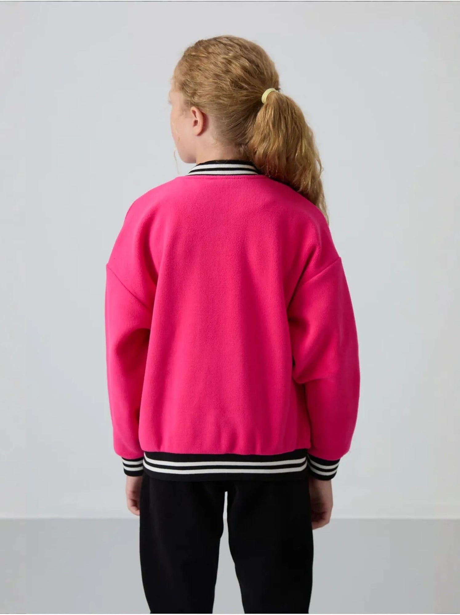 Sweatshirt jeunesse à pressions tommy - Rose fluo/Solinotes