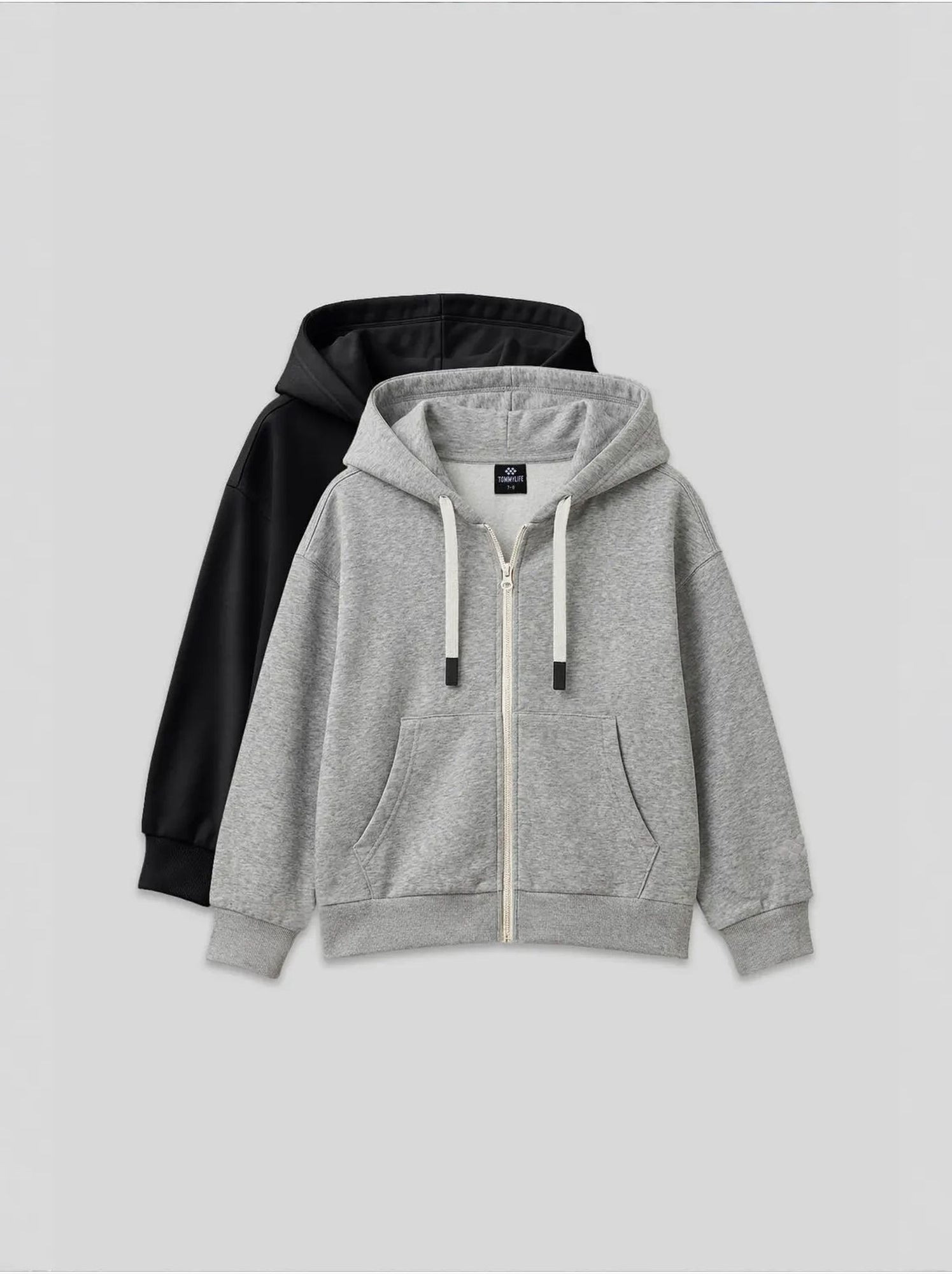 Sweatshirt unisexe jeunesse à capuche zippé tommy - Gris