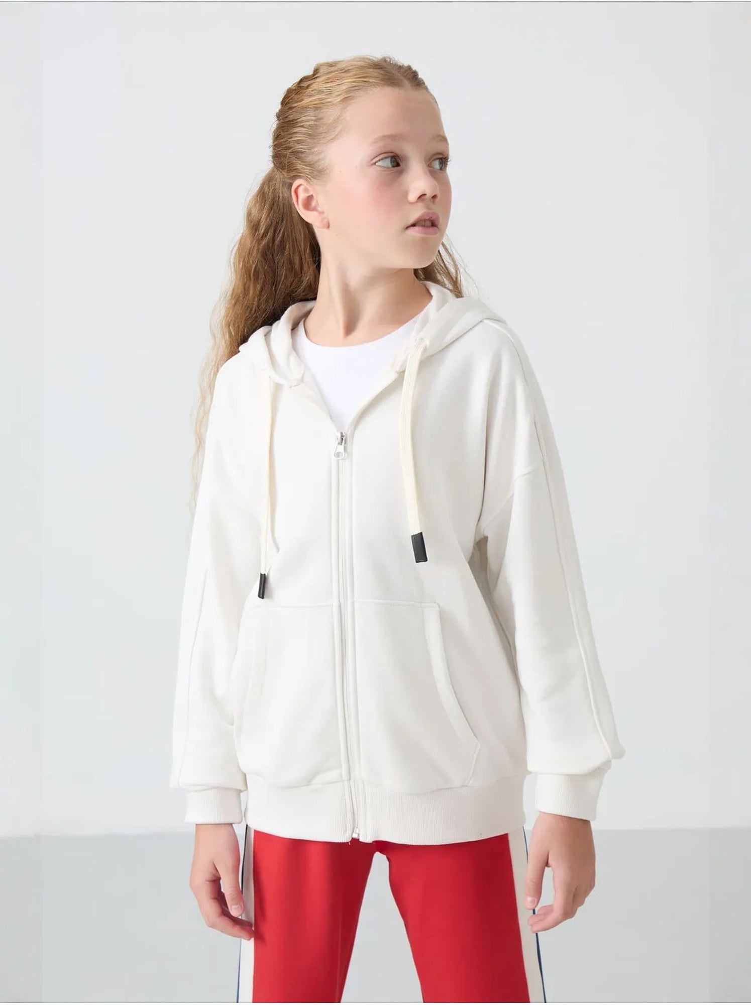 Sweatshirt unisexe jeunesse en mélange coton tommy - Blanc cassé