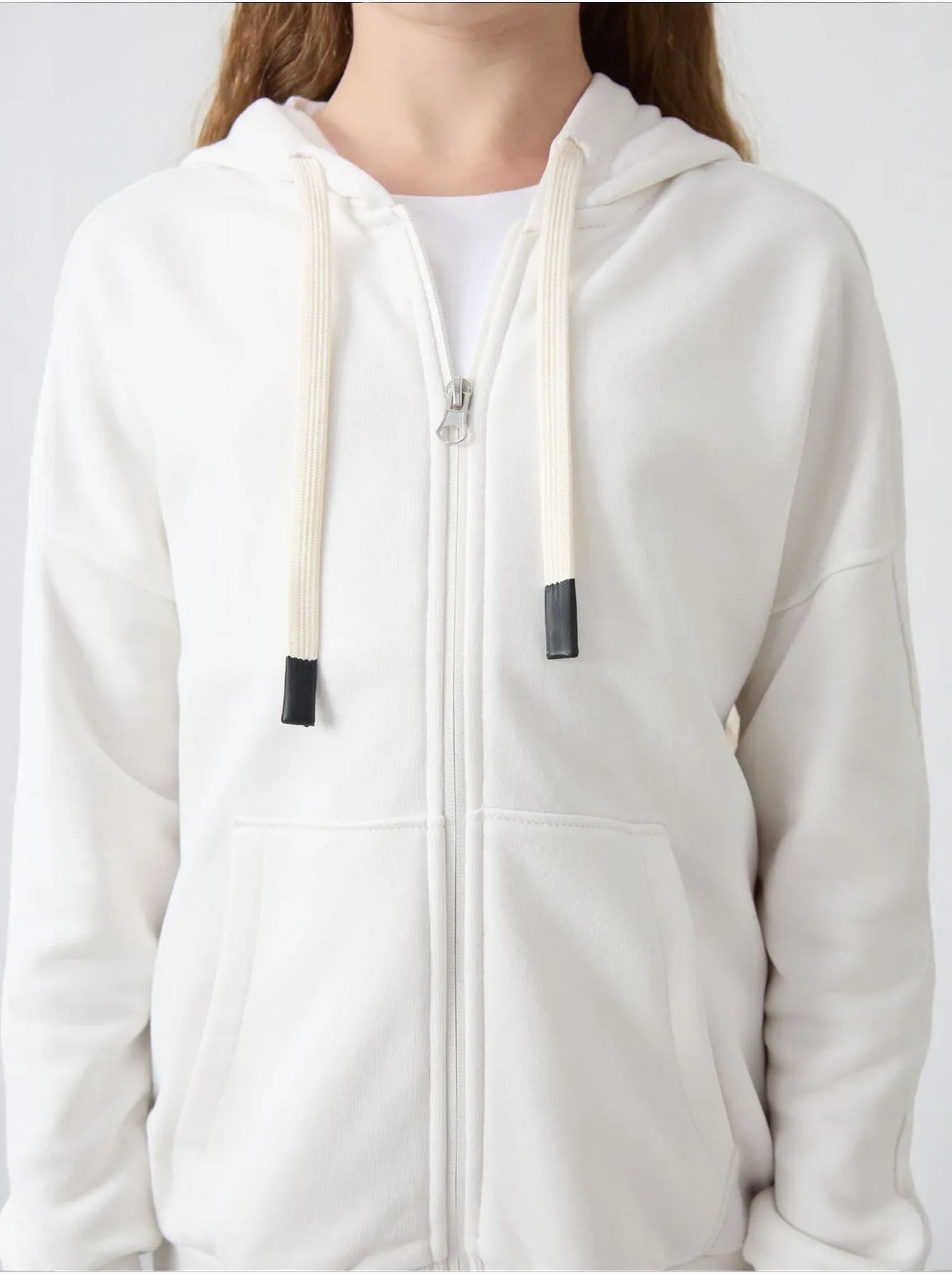 Sweatshirt unisexe jeunesse en mélange coton tommy - Blanc cassé