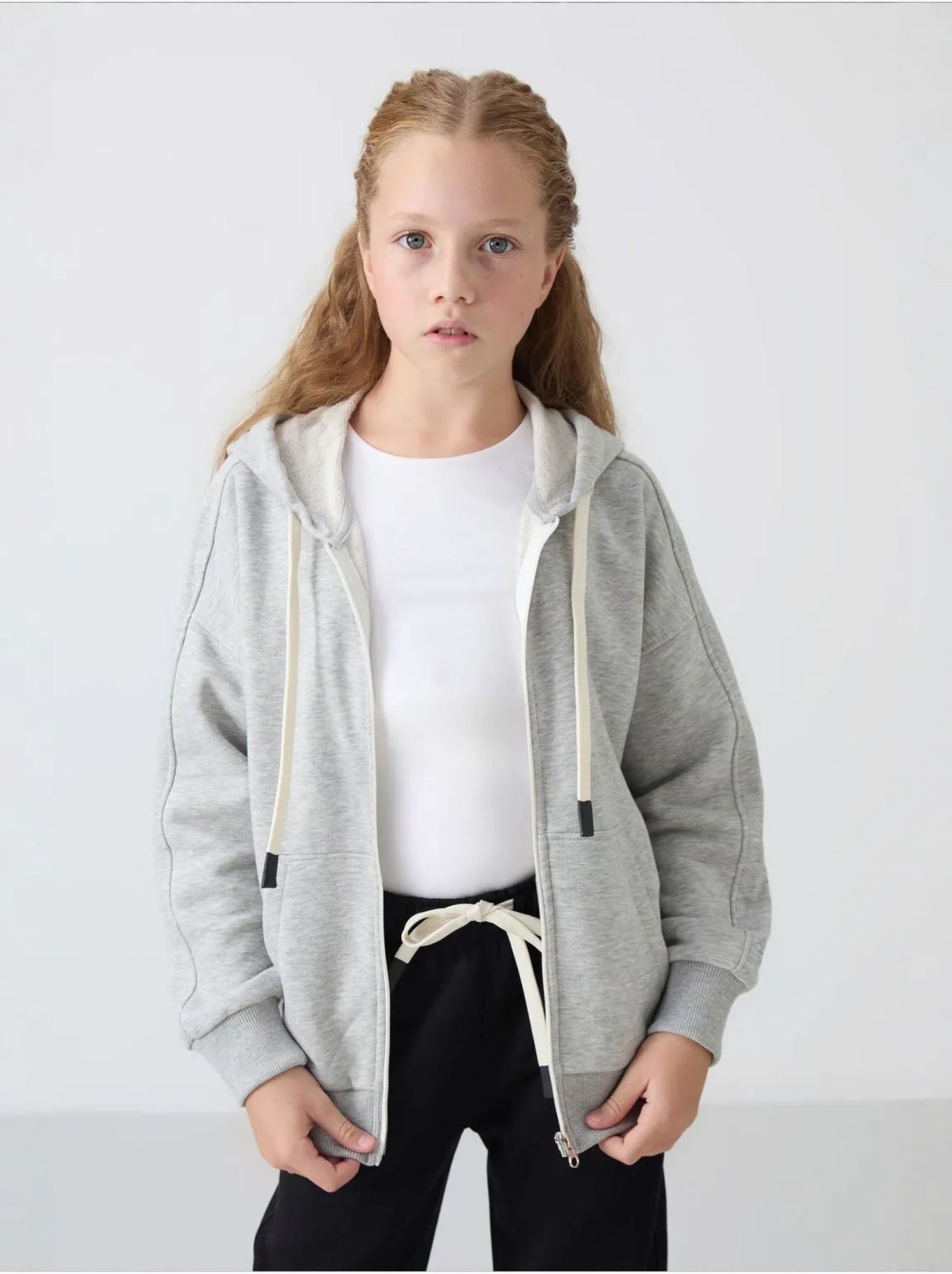 Sweatshirt unisexe jeunesse en mélange coton tommy - Gris clair