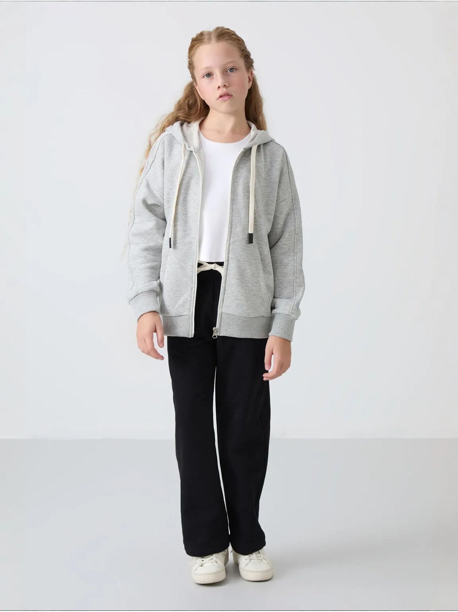 Sweatshirt unisexe jeunesse en mélange coton tommy - Gris clair