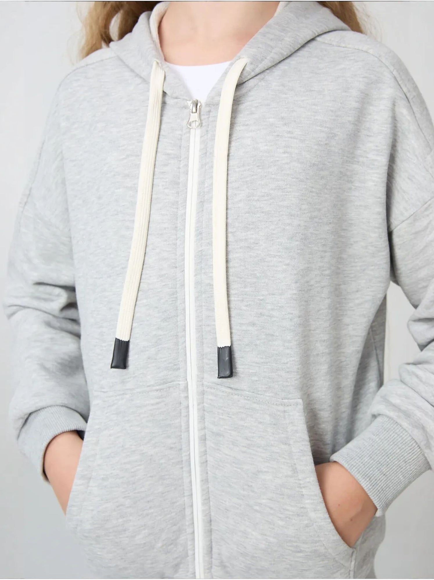 Sweatshirt unisexe jeunesse en mélange coton tommy - Gris clair