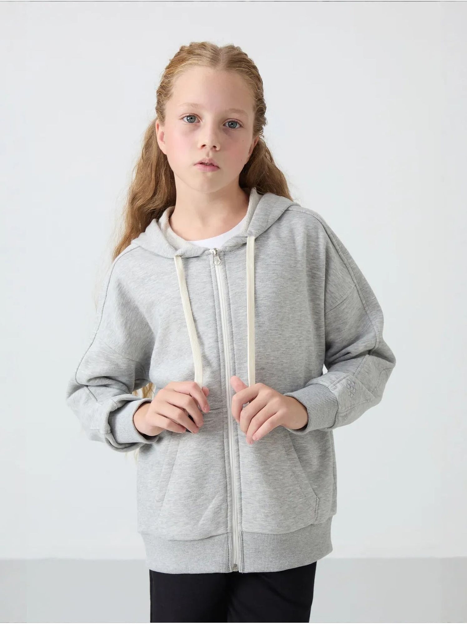 Sweatshirt unisexe jeunesse en mélange coton tommy - Gris clair
