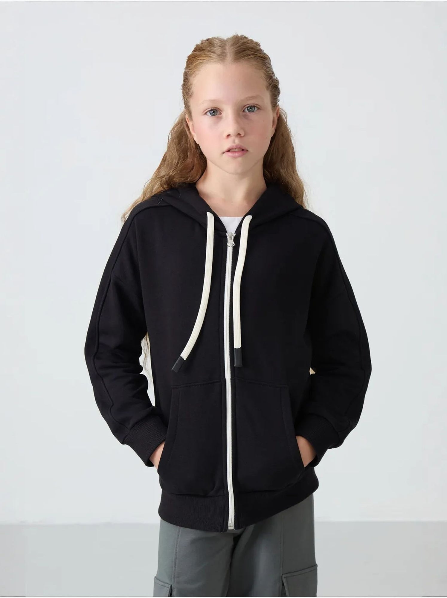 Sweatshirt unisexe jeunesse en mélange coton tommy - Noir