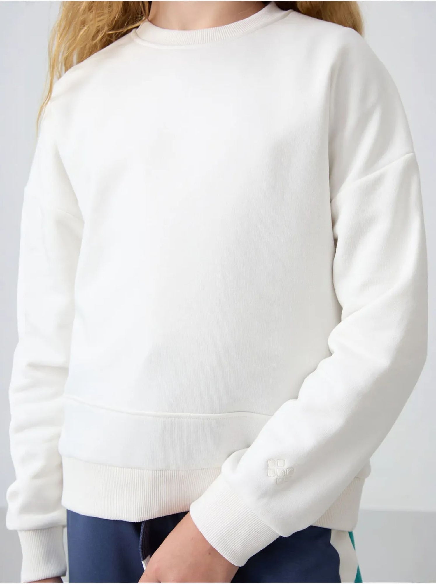 Sweatshirt unisexe jeunesse en mélange de coton tommy - Blanc cassé