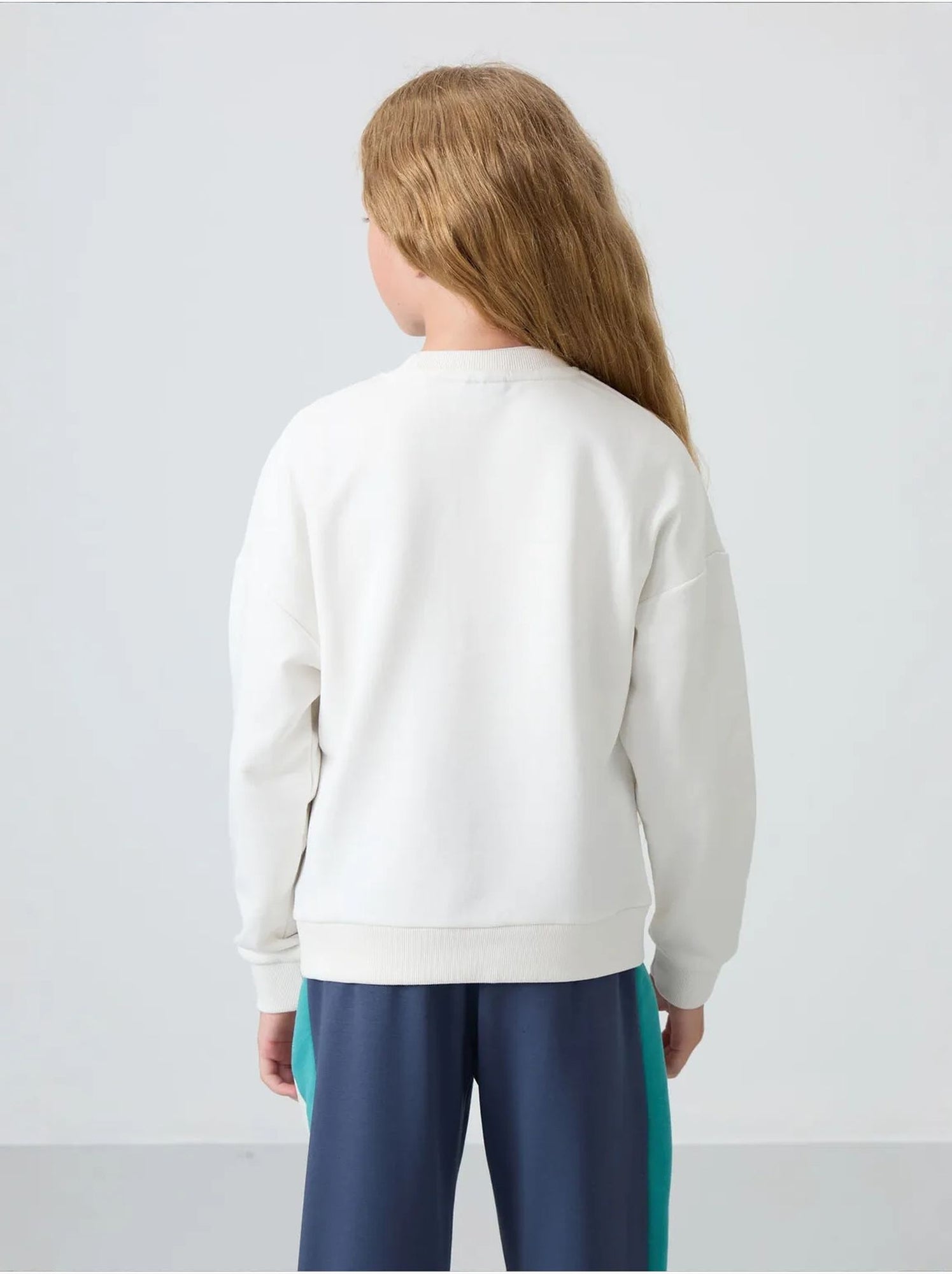 Sweatshirt unisexe jeunesse en mélange de coton tommy - Blanc cassé