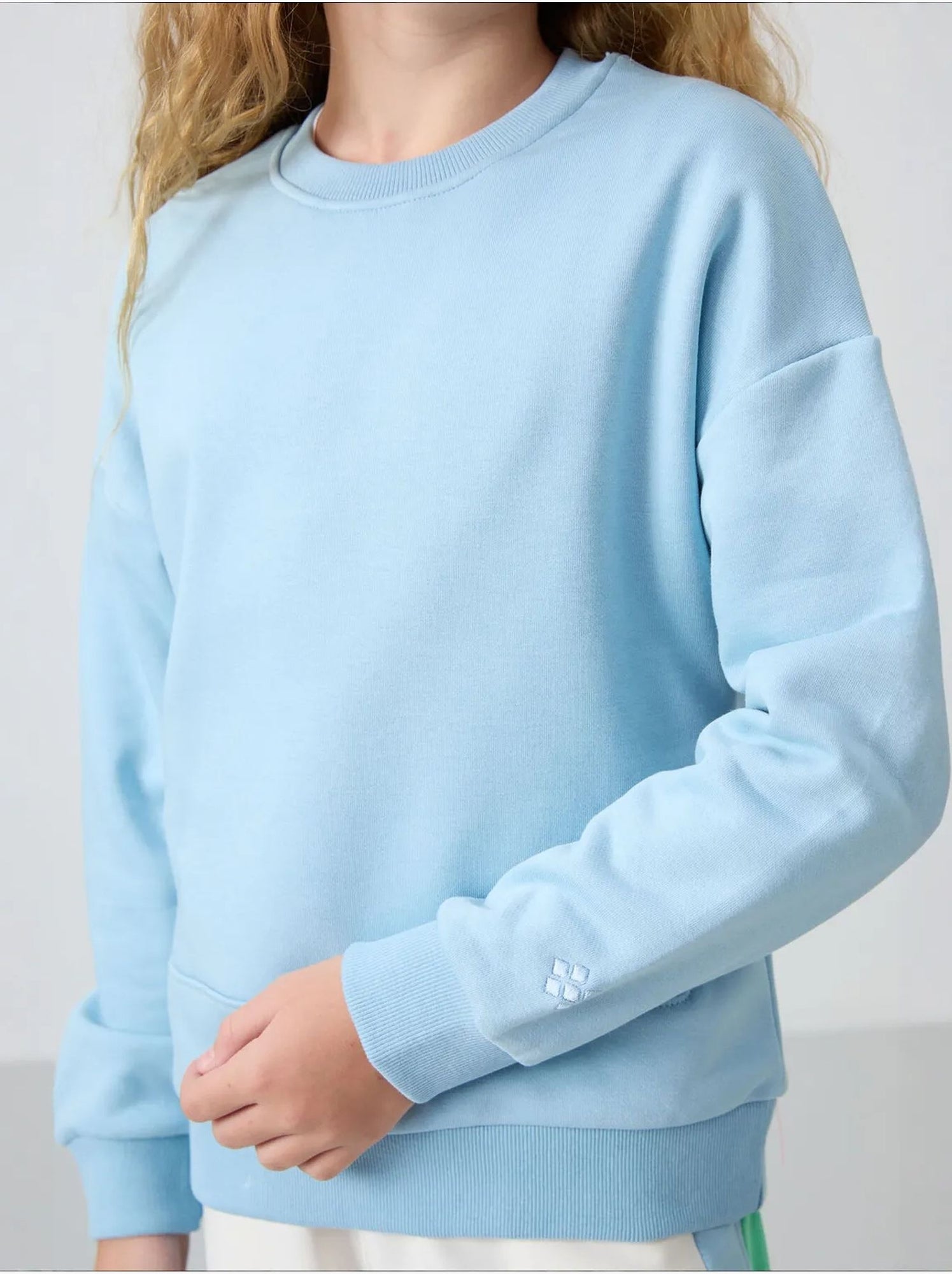 Sweatshirt unisexe jeunesse en mélange de coton tommy - Bleu ciel