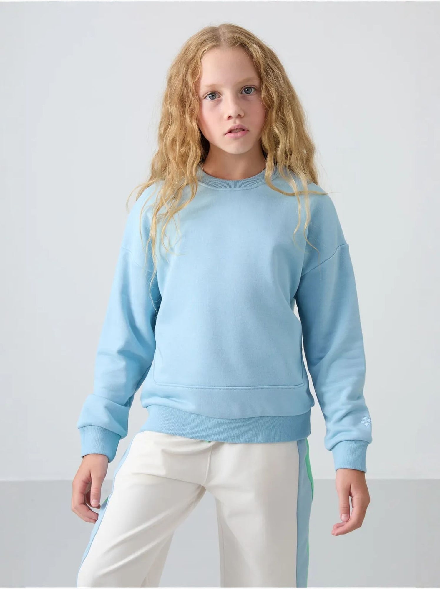 Sweatshirt unisexe jeunesse en mélange de coton tommy - Bleu ciel