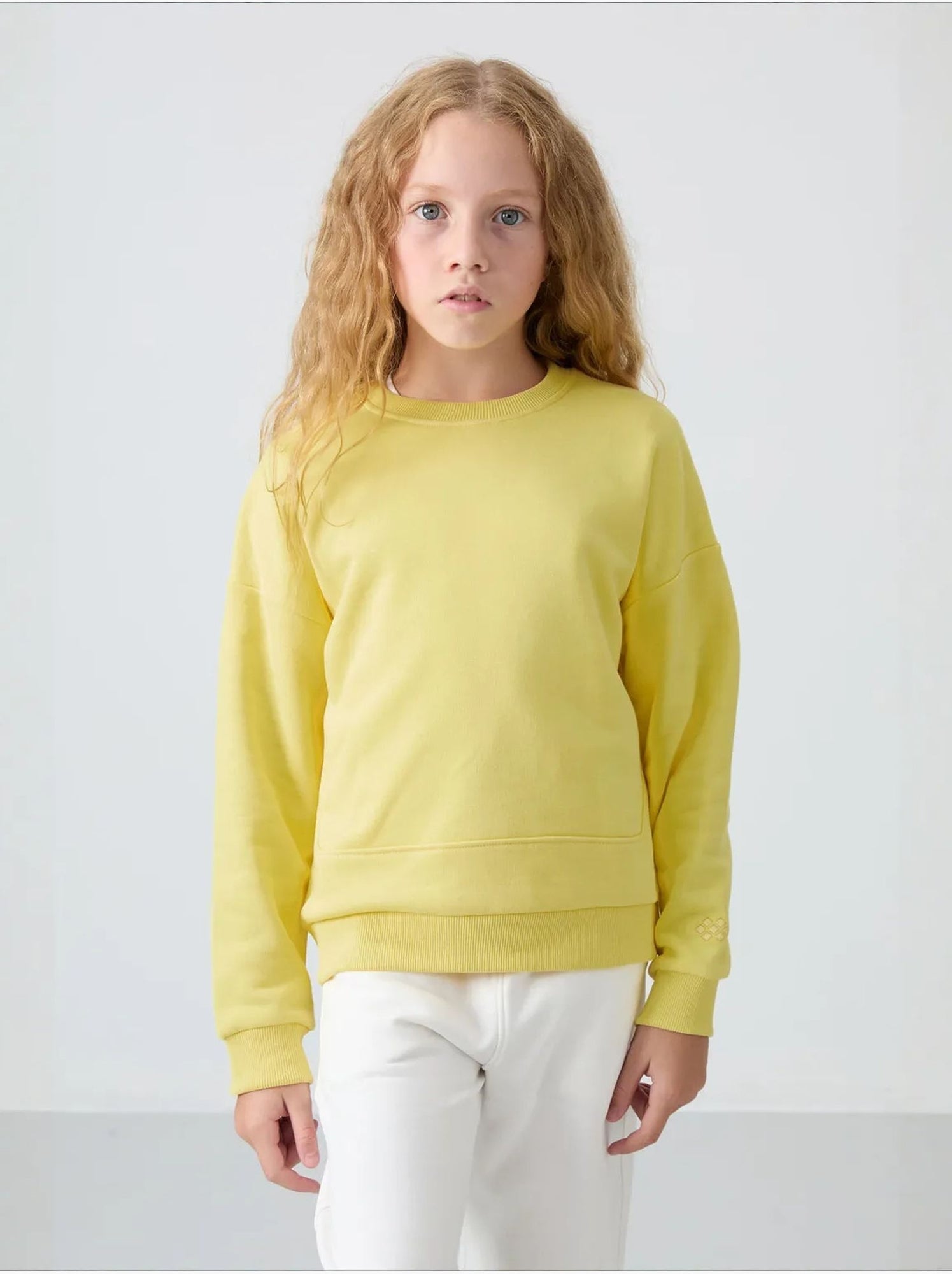 Sweatshirt unisexe jeunesse en mélange de coton tommy - Jaune citron