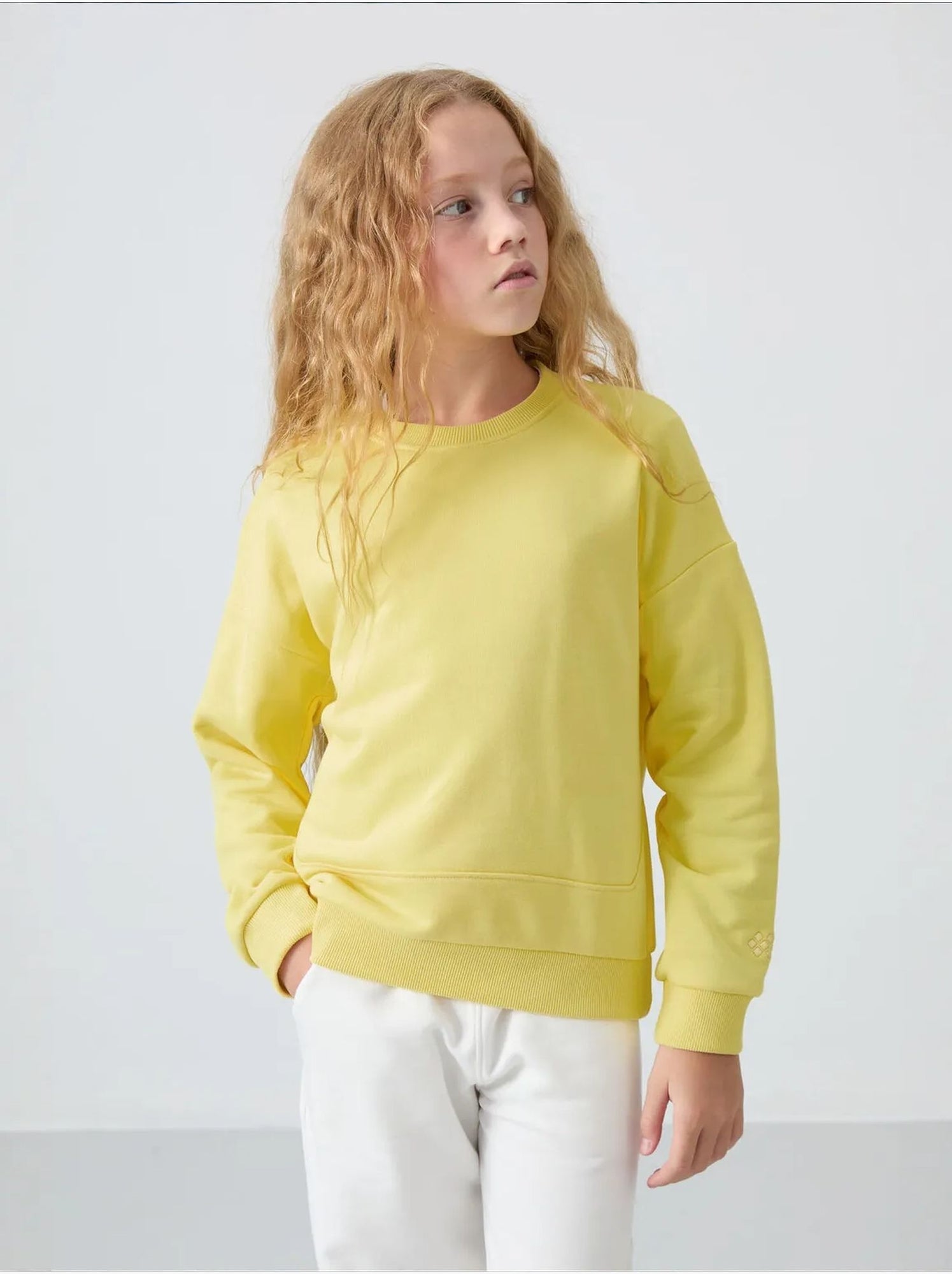 Sweatshirt unisexe jeunesse en mélange de coton tommy - Jaune citron