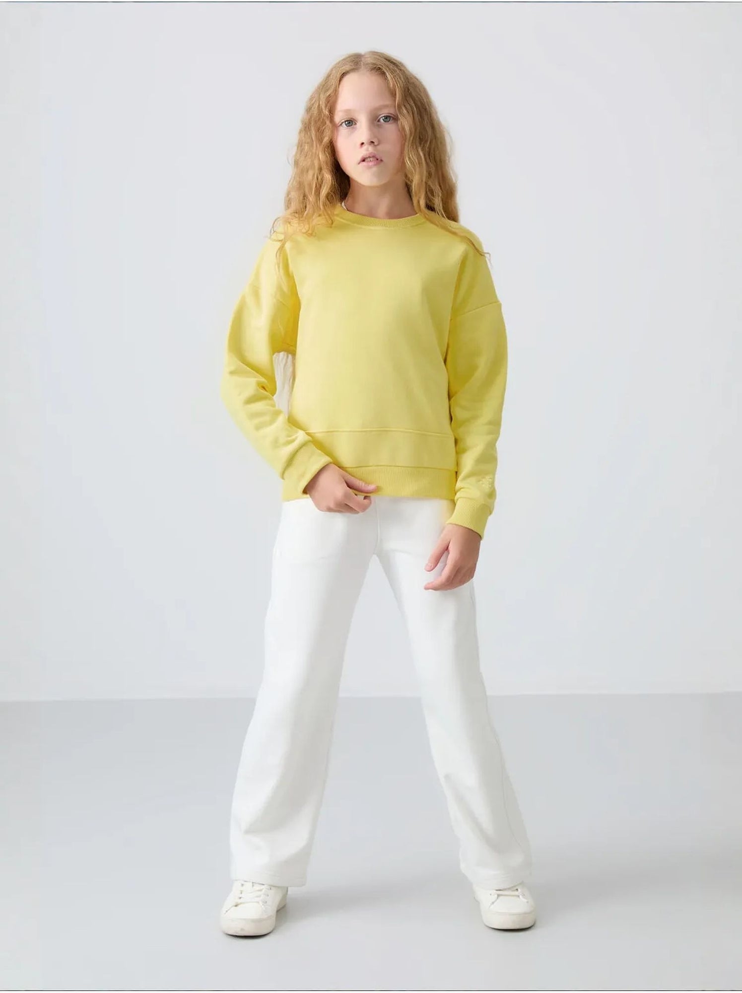 Sweatshirt unisexe jeunesse en mélange de coton tommy - Jaune citron
