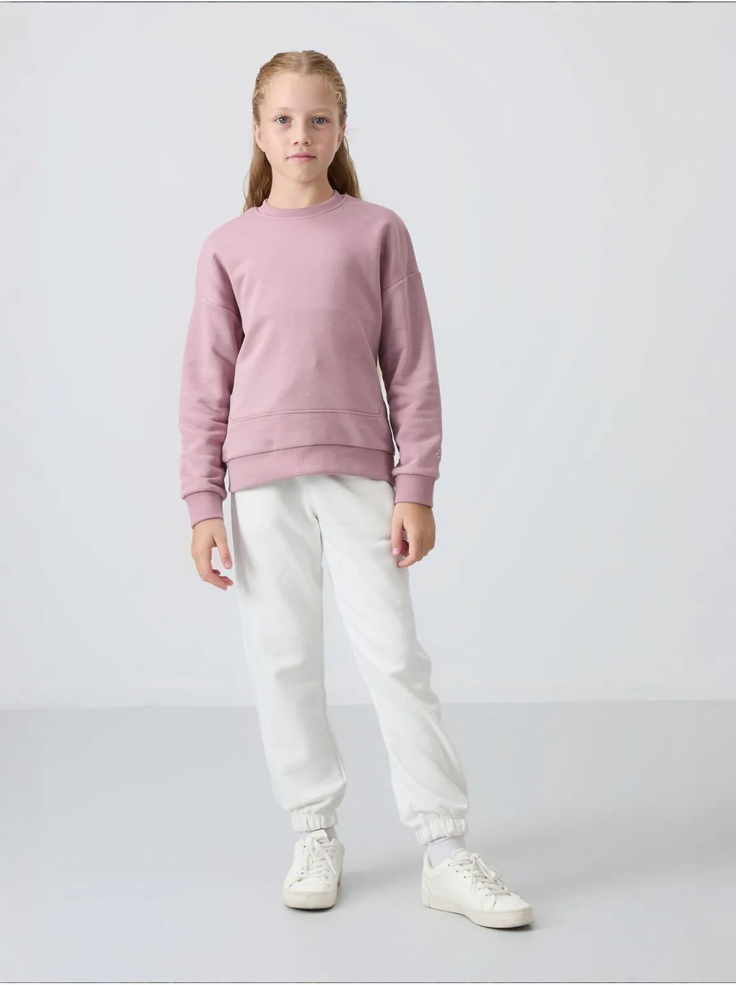 Sweatshirt unisexe jeunesse en mélange de coton tommy - Mauve