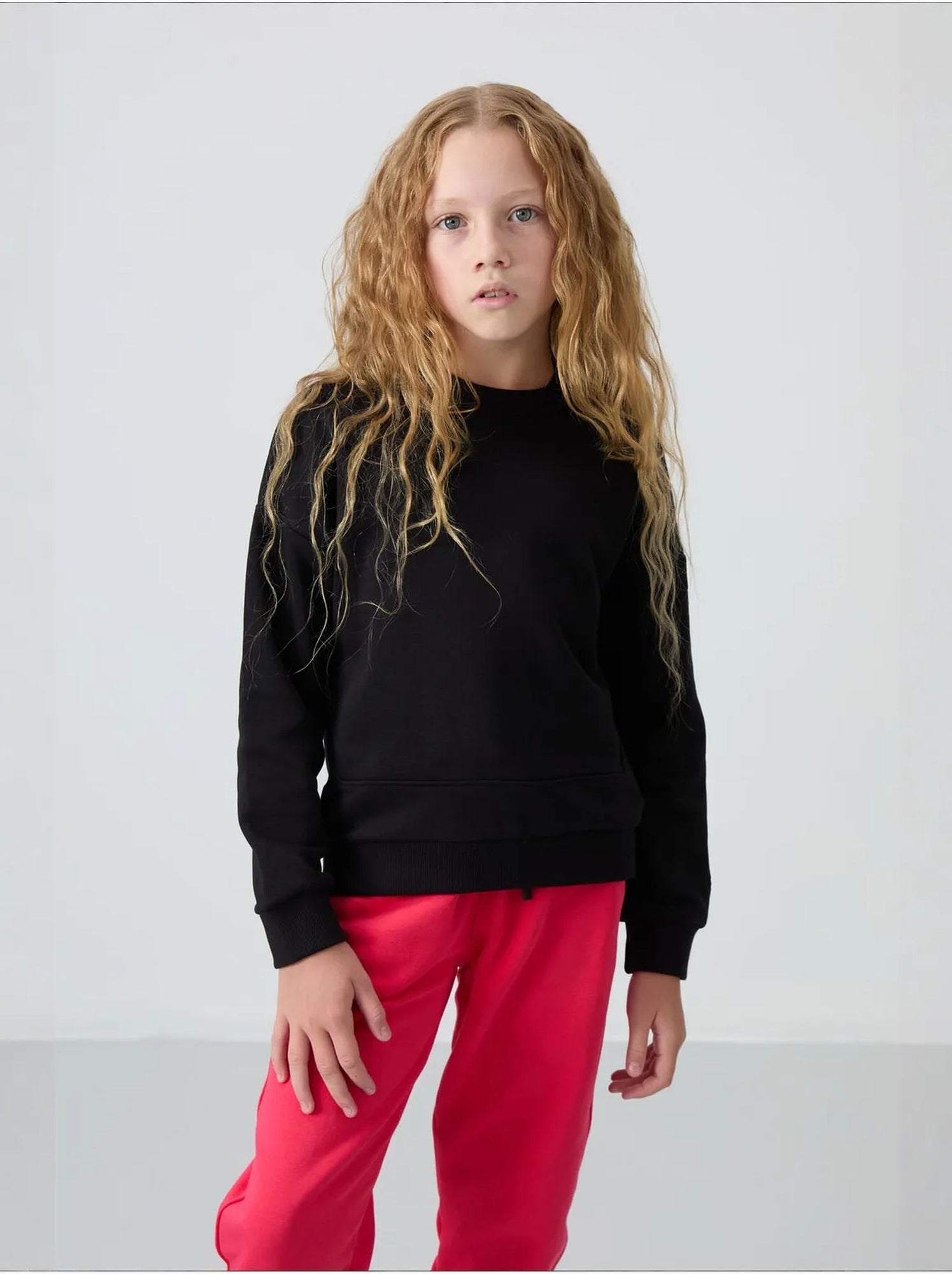 Sweatshirt unisexe jeunesse en mélange de coton tommy - Noir
