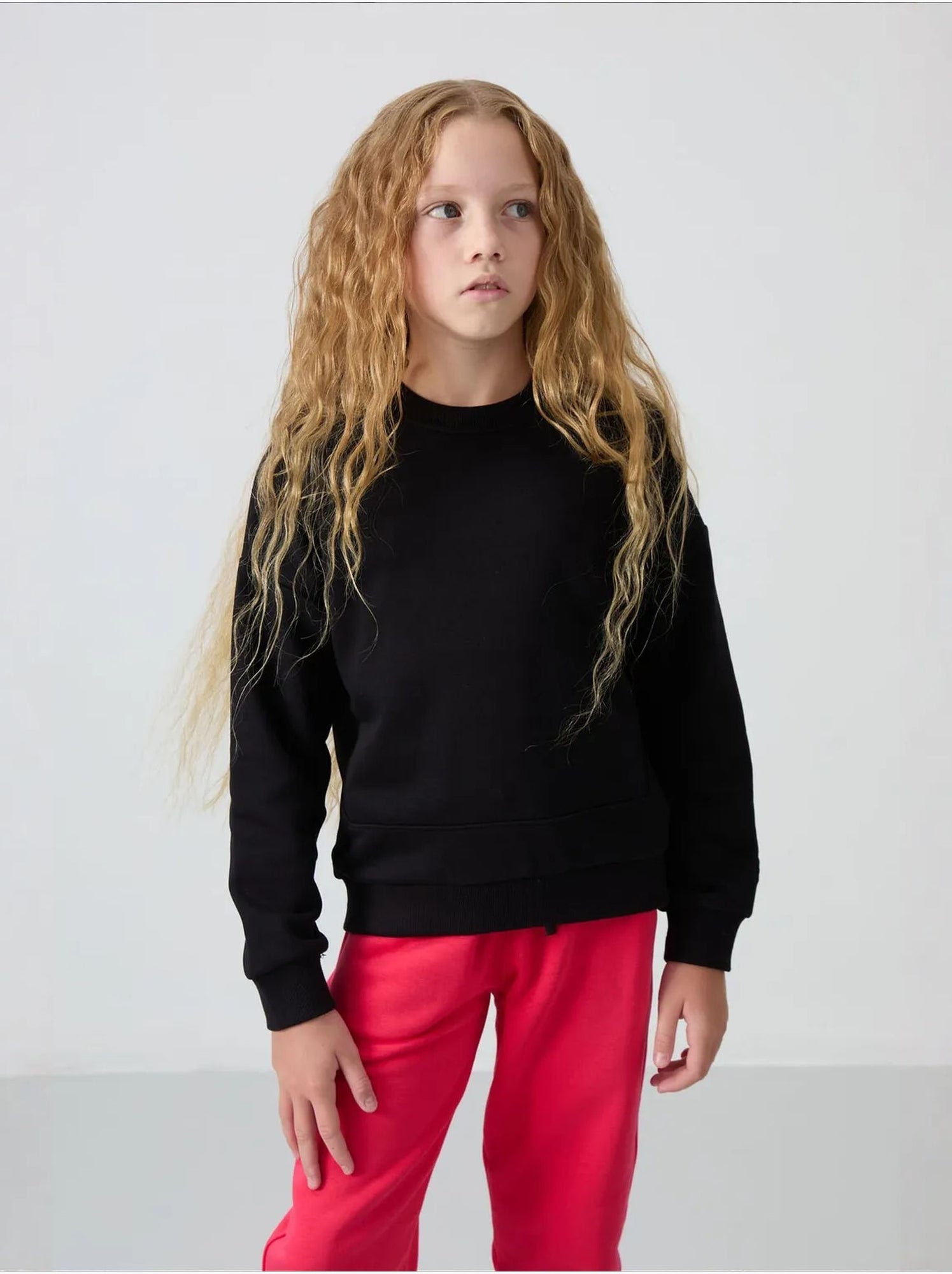 Sweatshirt unisexe jeunesse en mélange de coton tommy - Noir