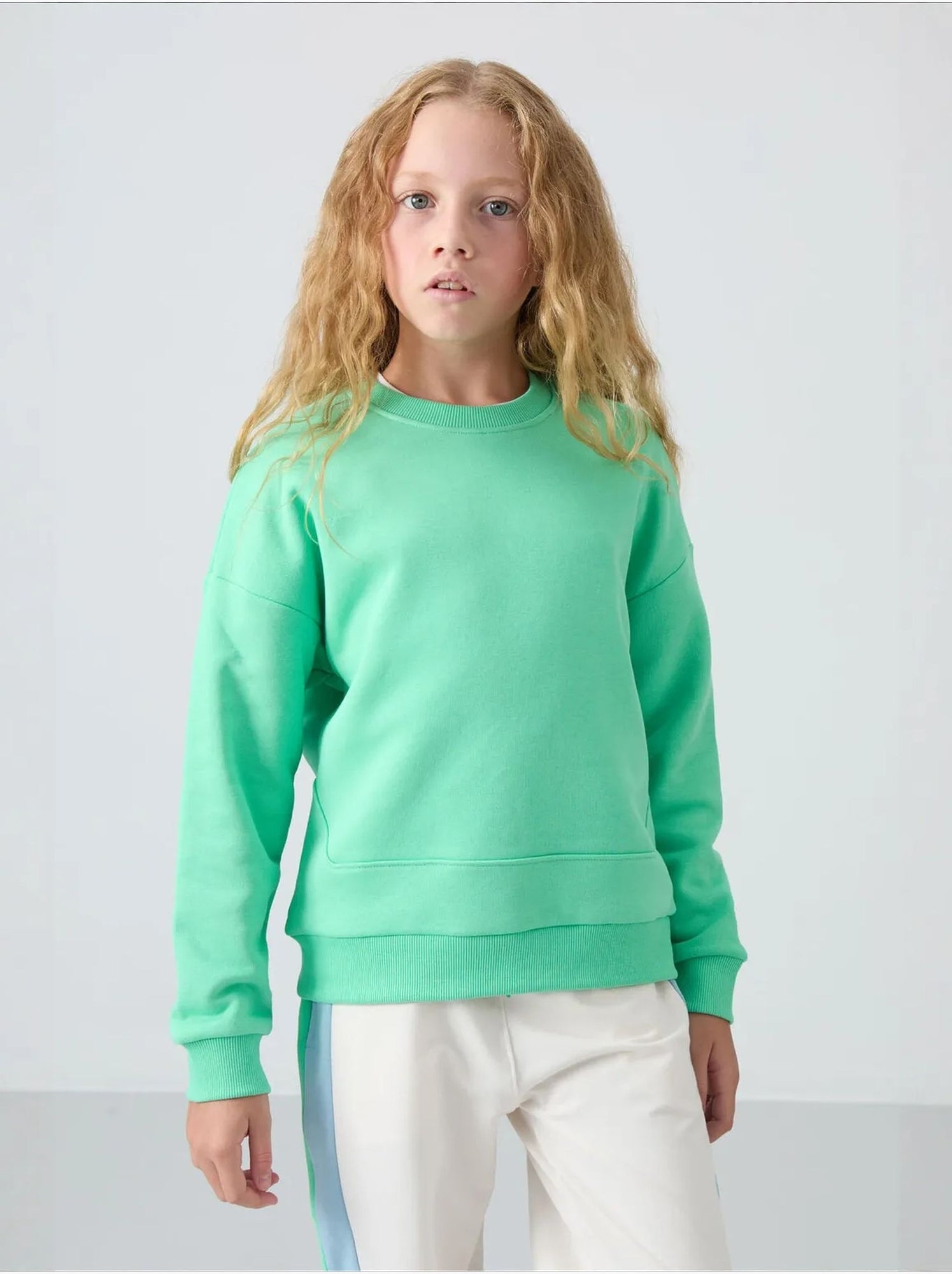 Sweatshirt unisexe jeunesse en mélange de coton tommy - Vert menthe