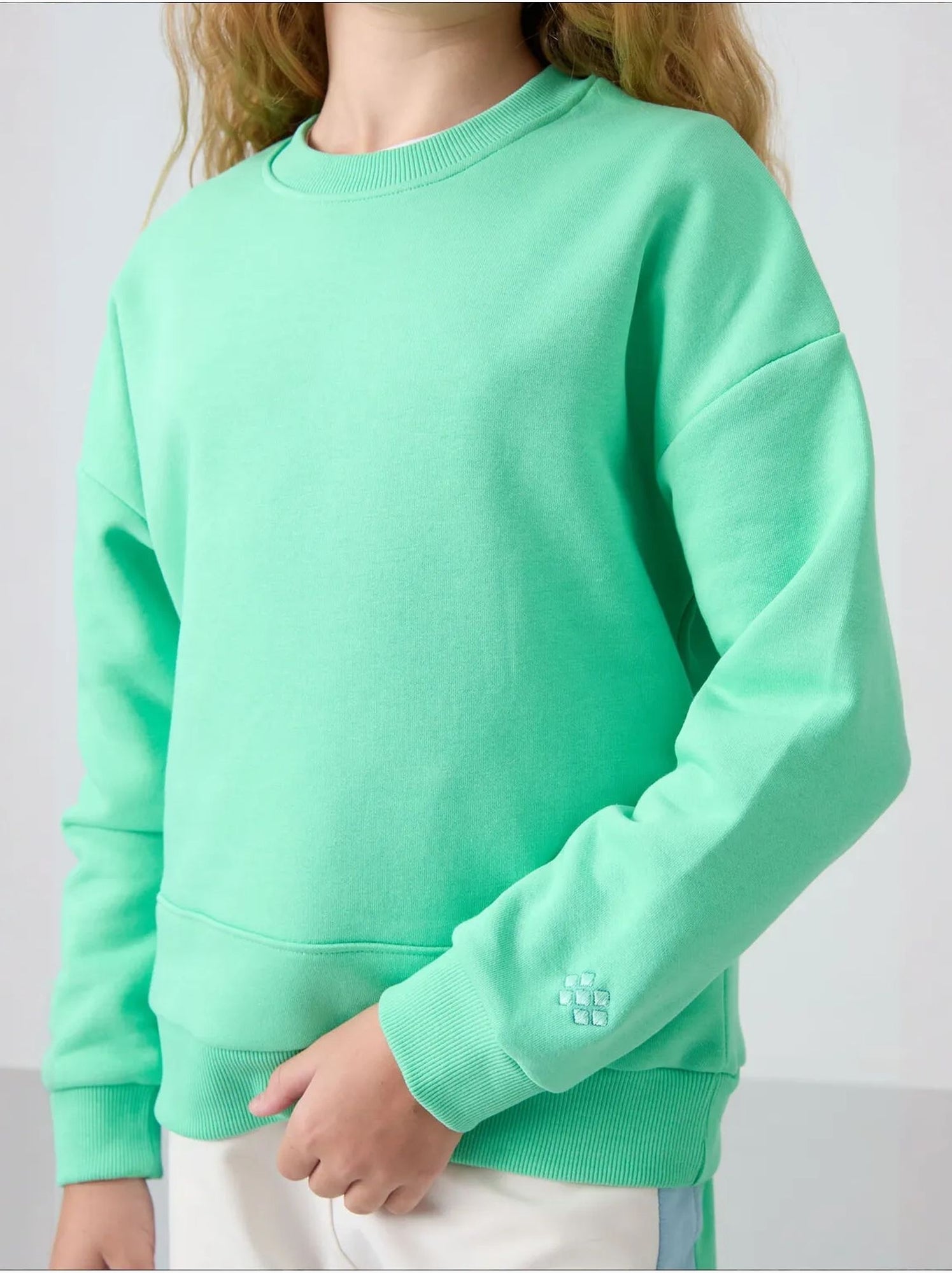 Sweatshirt unisexe jeunesse en mélange de coton tommy - Vert menthe