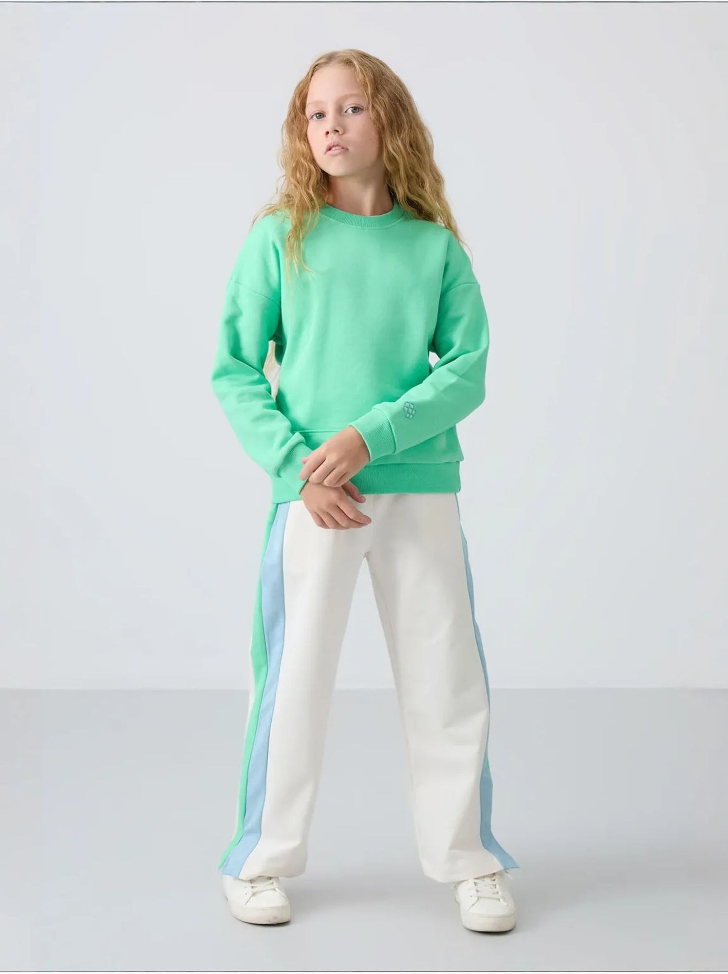 Sweatshirt unisexe jeunesse en mélange de coton tommy - Vert menthe