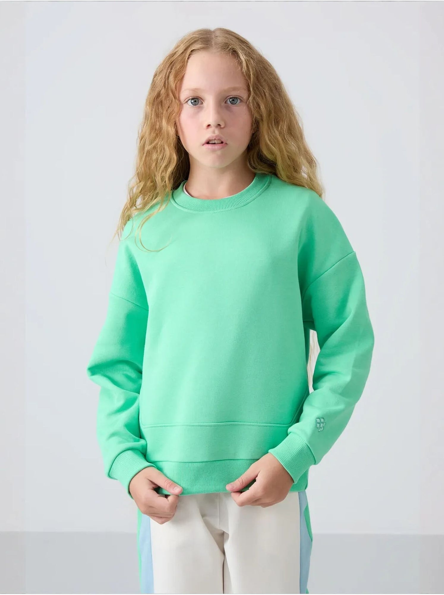 Sweatshirt unisexe jeunesse en mélange de coton tommy - Vert menthe