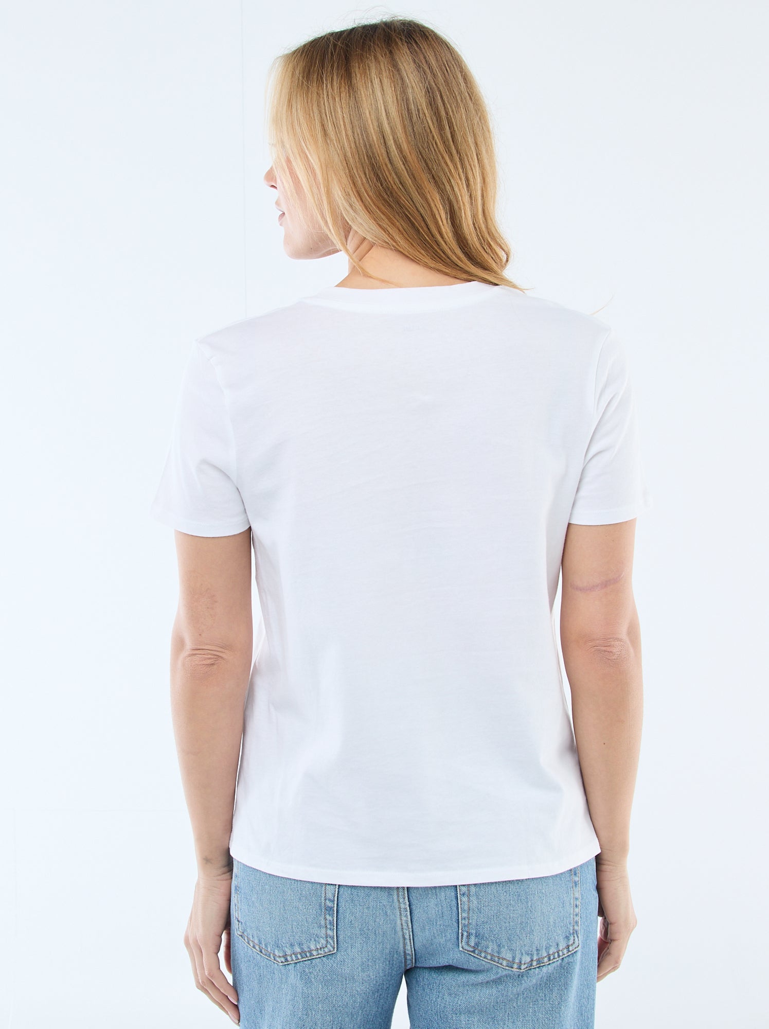 T-shirt à col V - Blanc