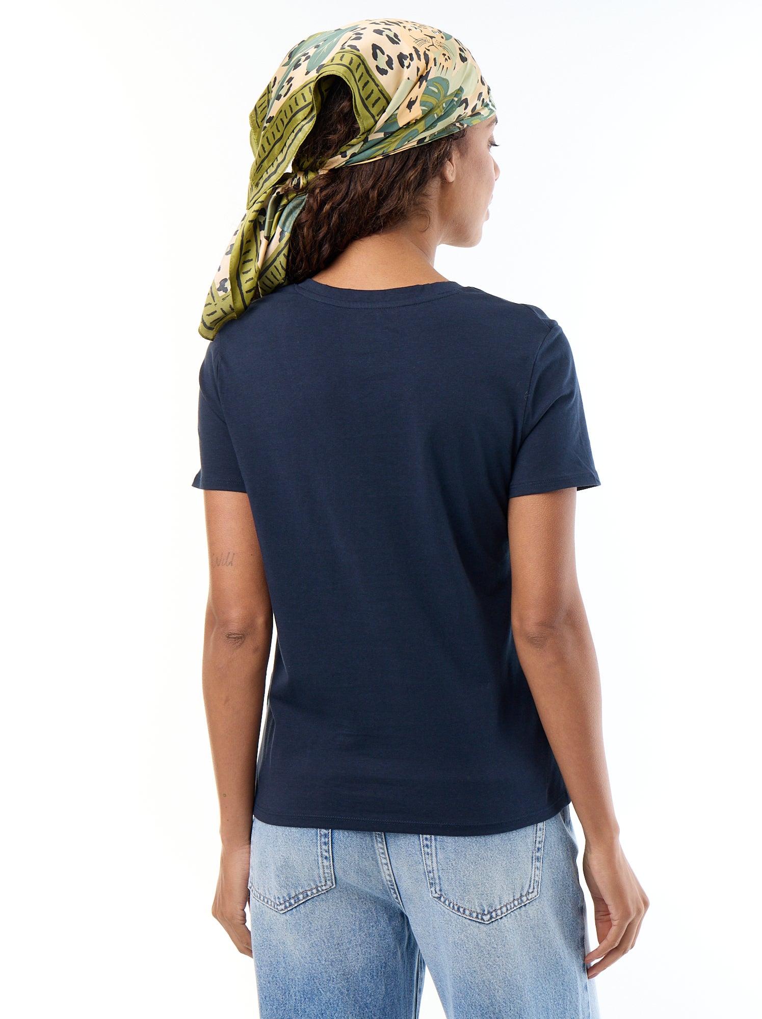 T-shirt à col V - Bleu