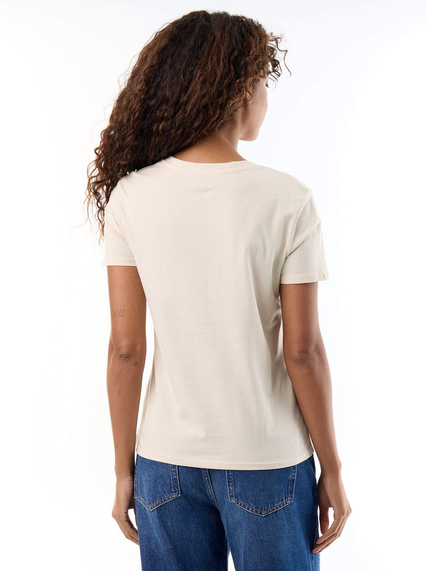 T-shirt à col V - Gris