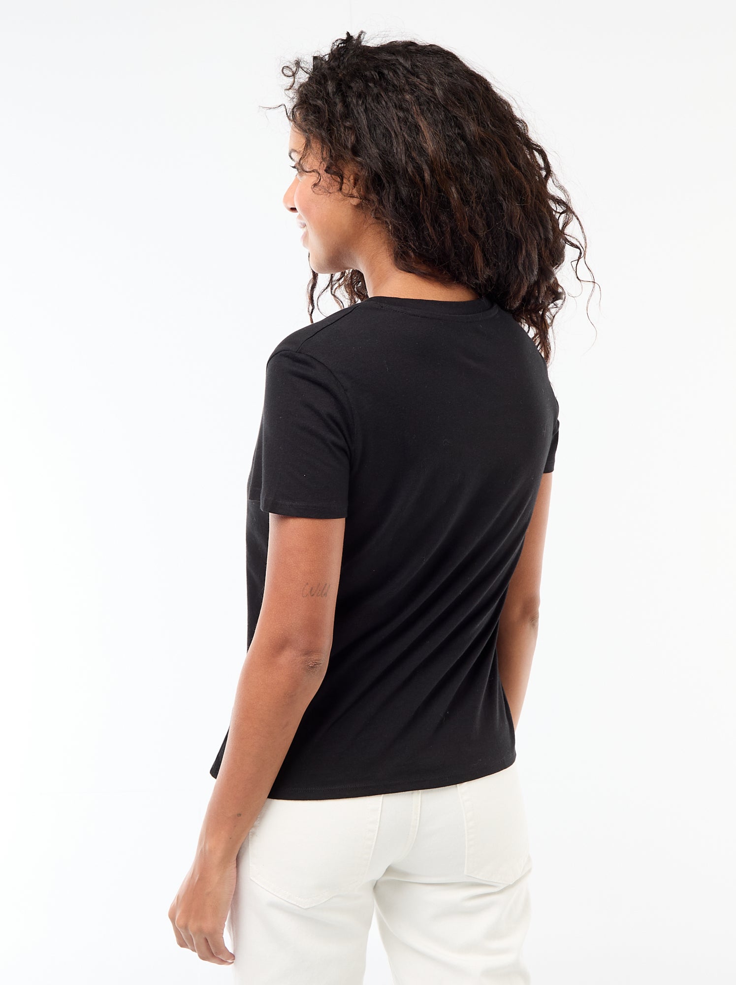 T-shirt à col V - Noir