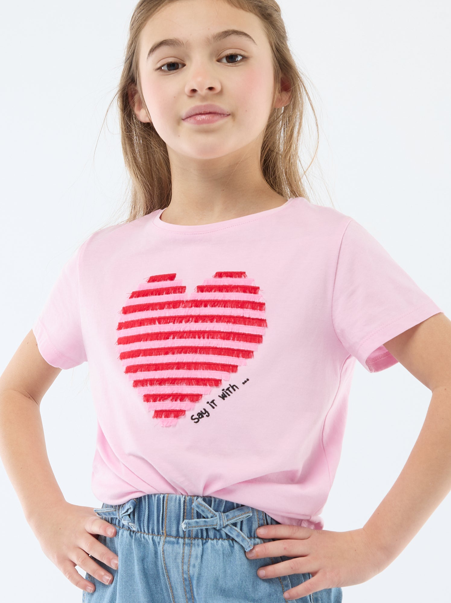 T-shirt à manches courtes avec animation - Rose (EUP66_6)