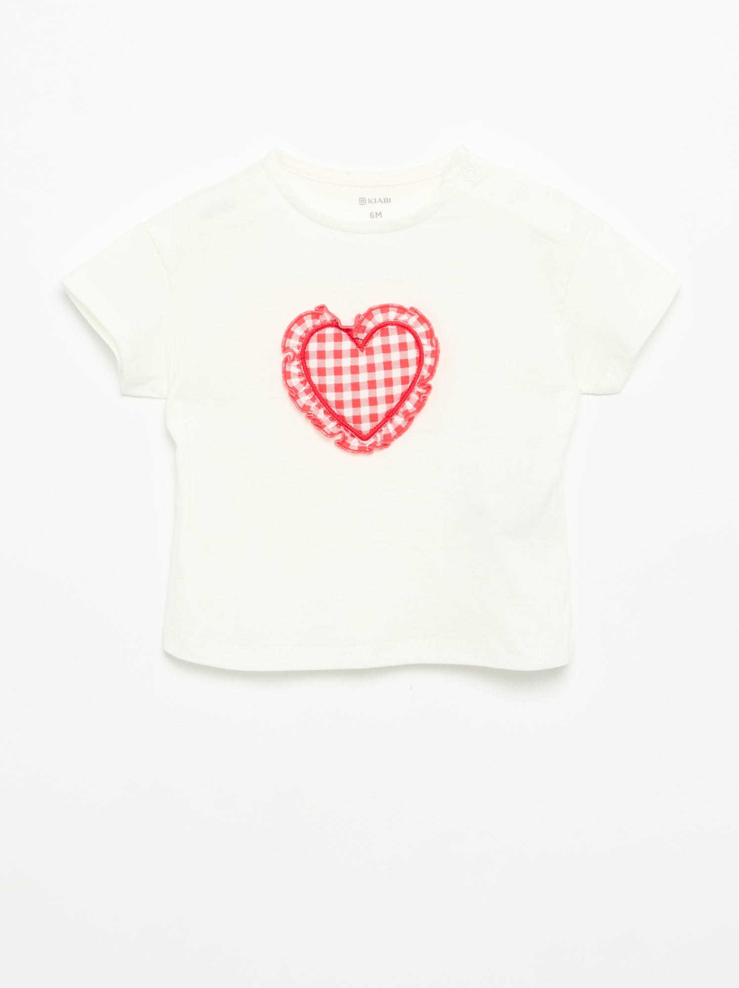 T-shirt à manches courtes avec cœur cousu - Blanc (FXD97_1)