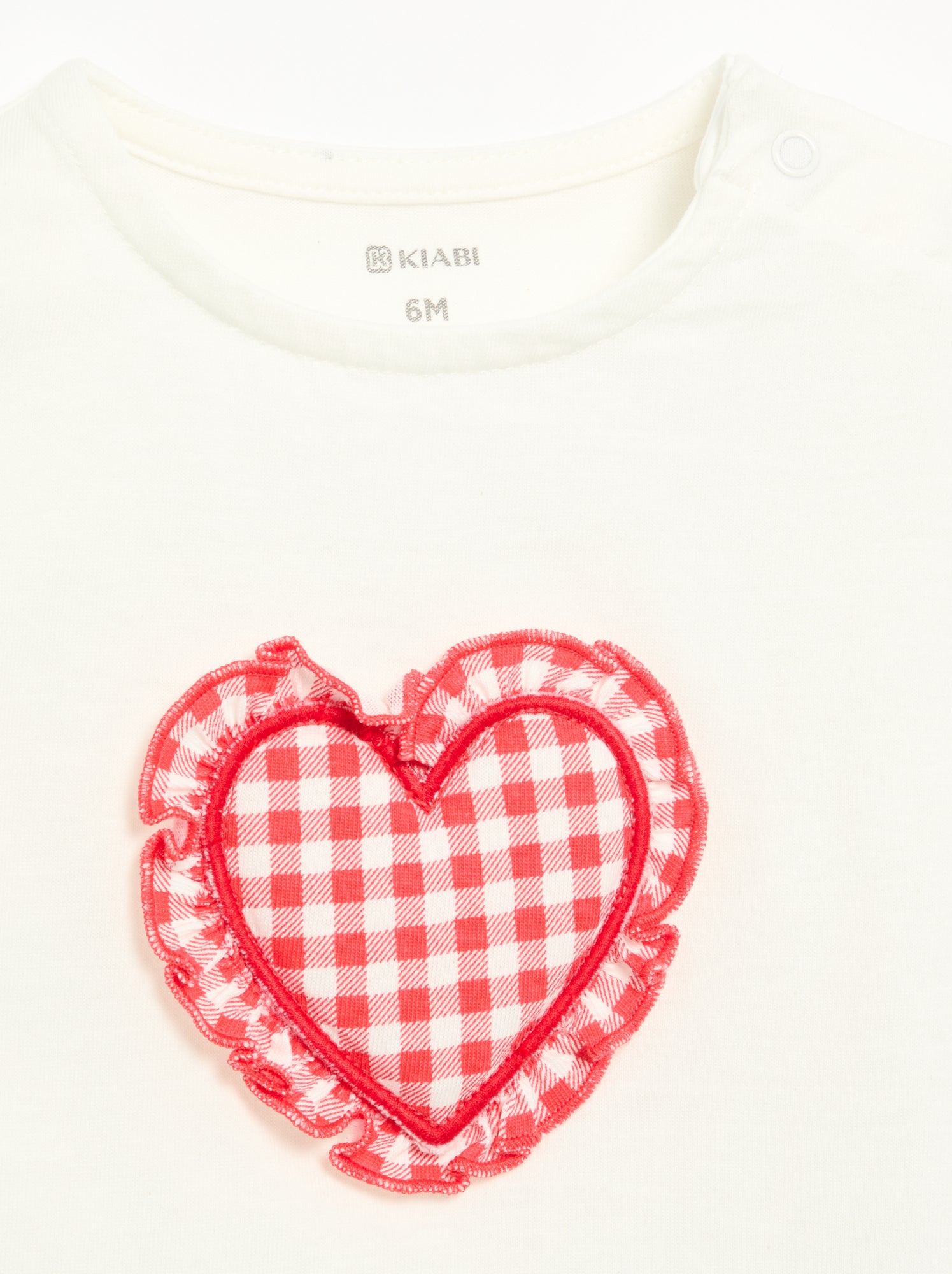 T-shirt à manches courtes avec cœur cousu - Blanc (FXD97_1)