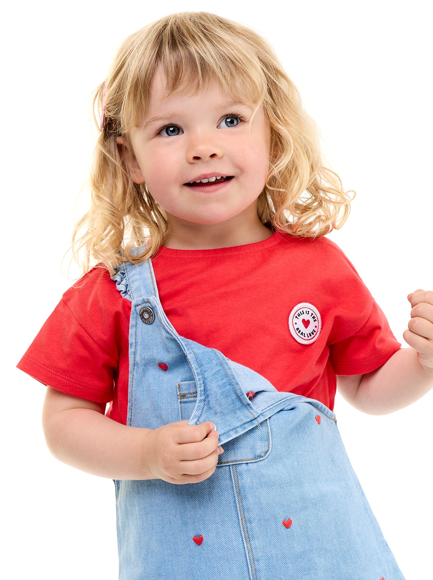 T-shirt à manches courtes avec cœur cousu - Rouge