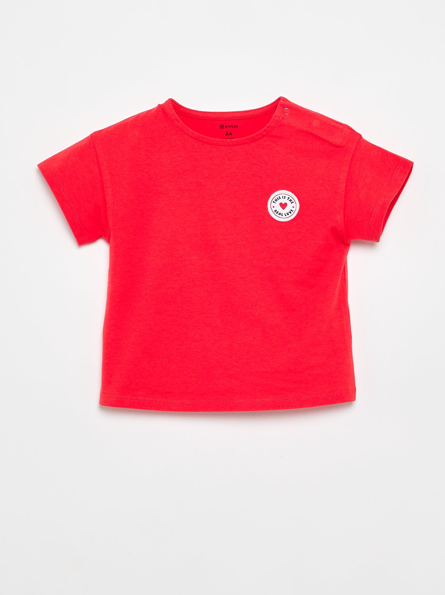 T-shirt à manches courtes avec cœur cousu - Rouge