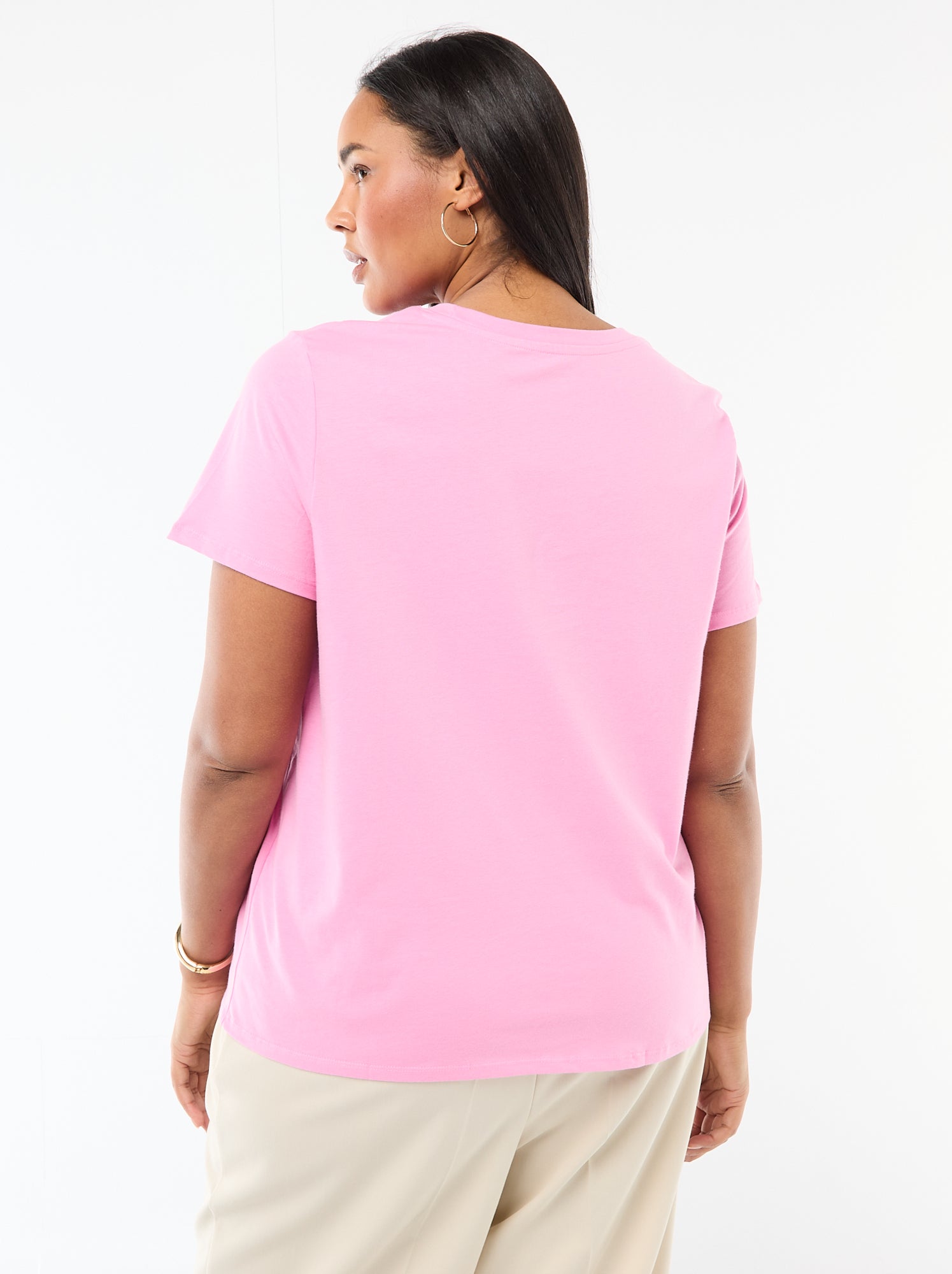 T-shirt à manches courtes avec imprimé - Rose (CQD34_24)