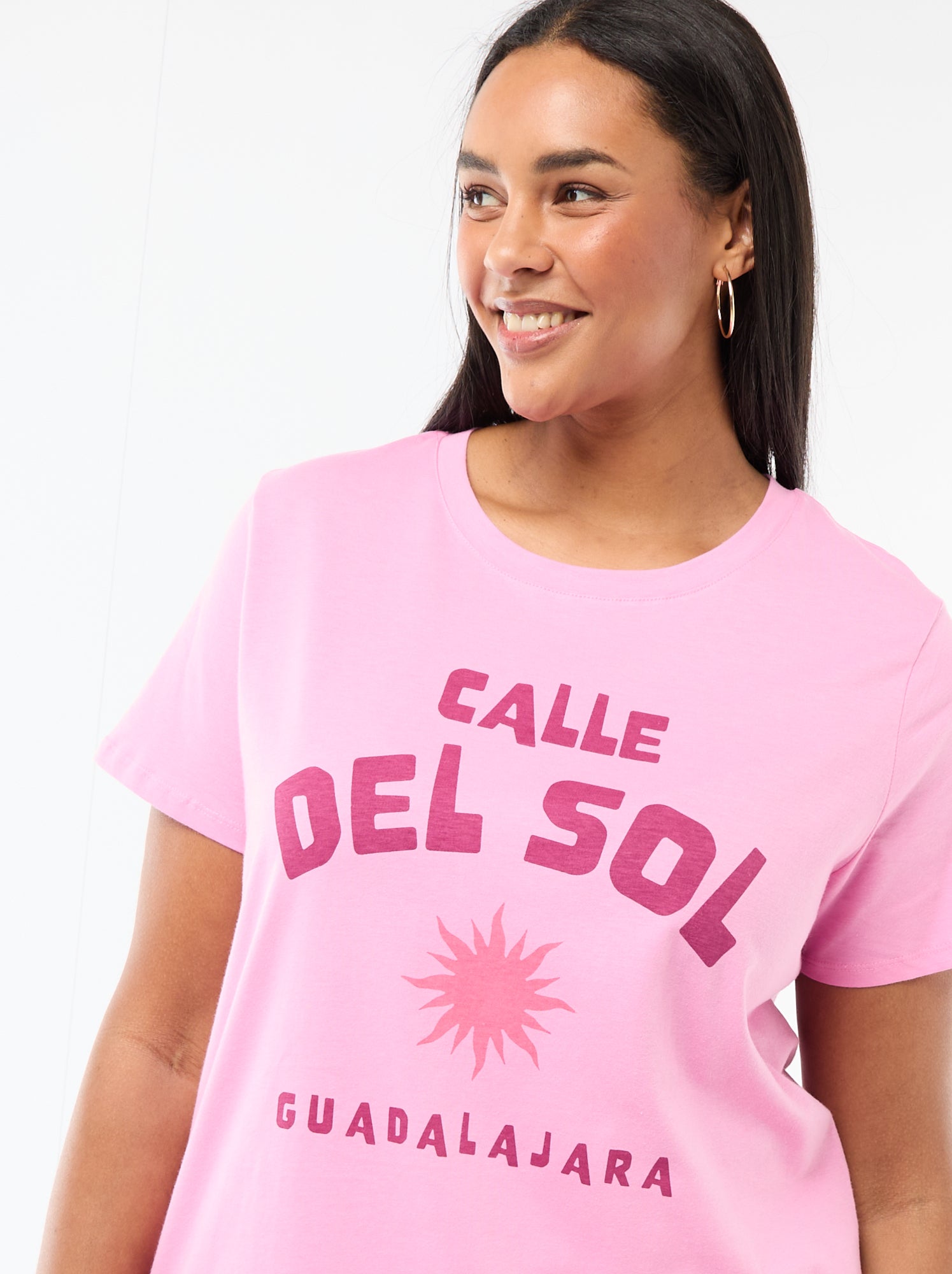 T-shirt à manches courtes avec imprimé - Rose (CQD34_24)