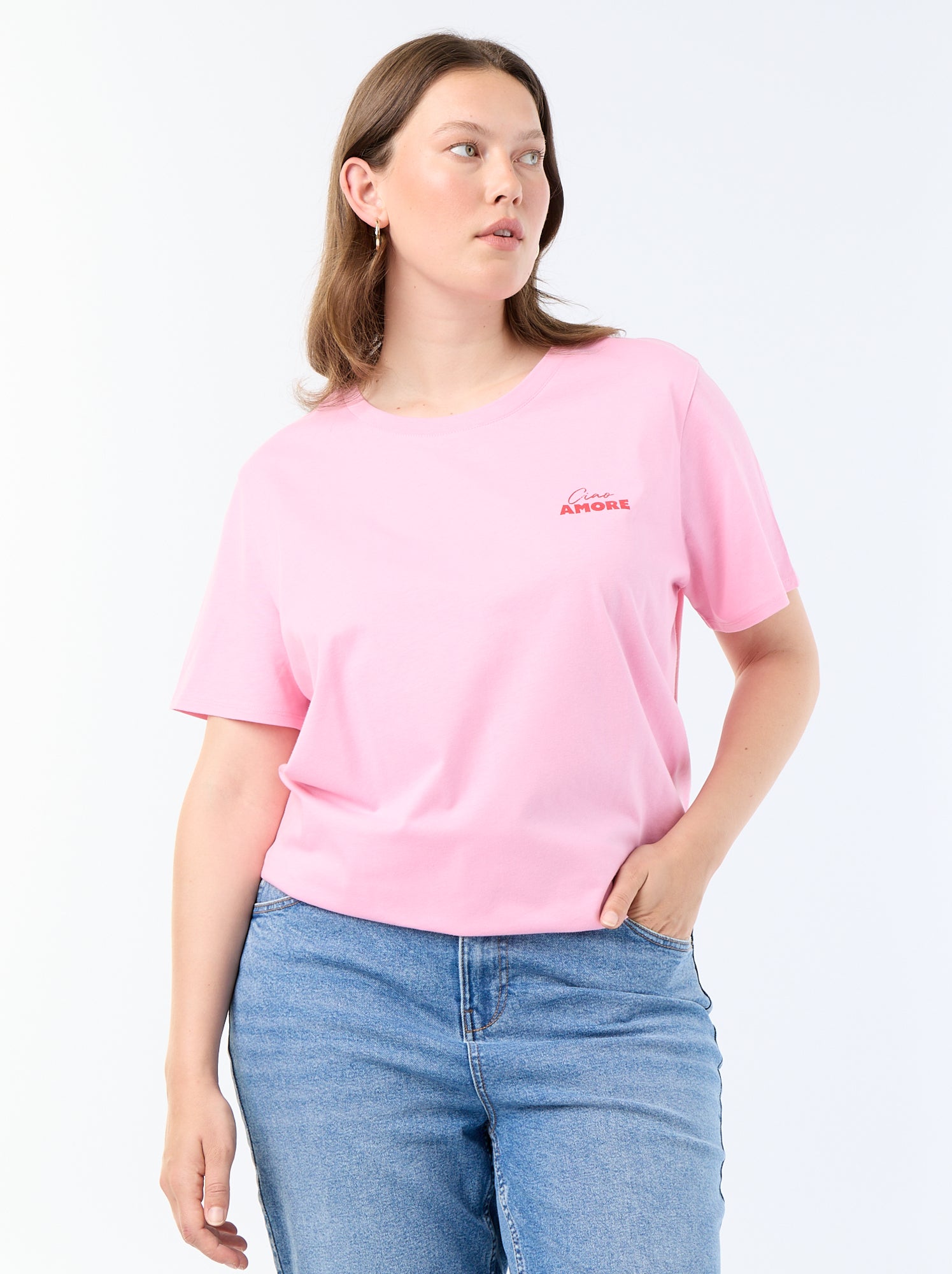 T-shirt à manches courtes avec imprimé - Rose (CQD34_29)